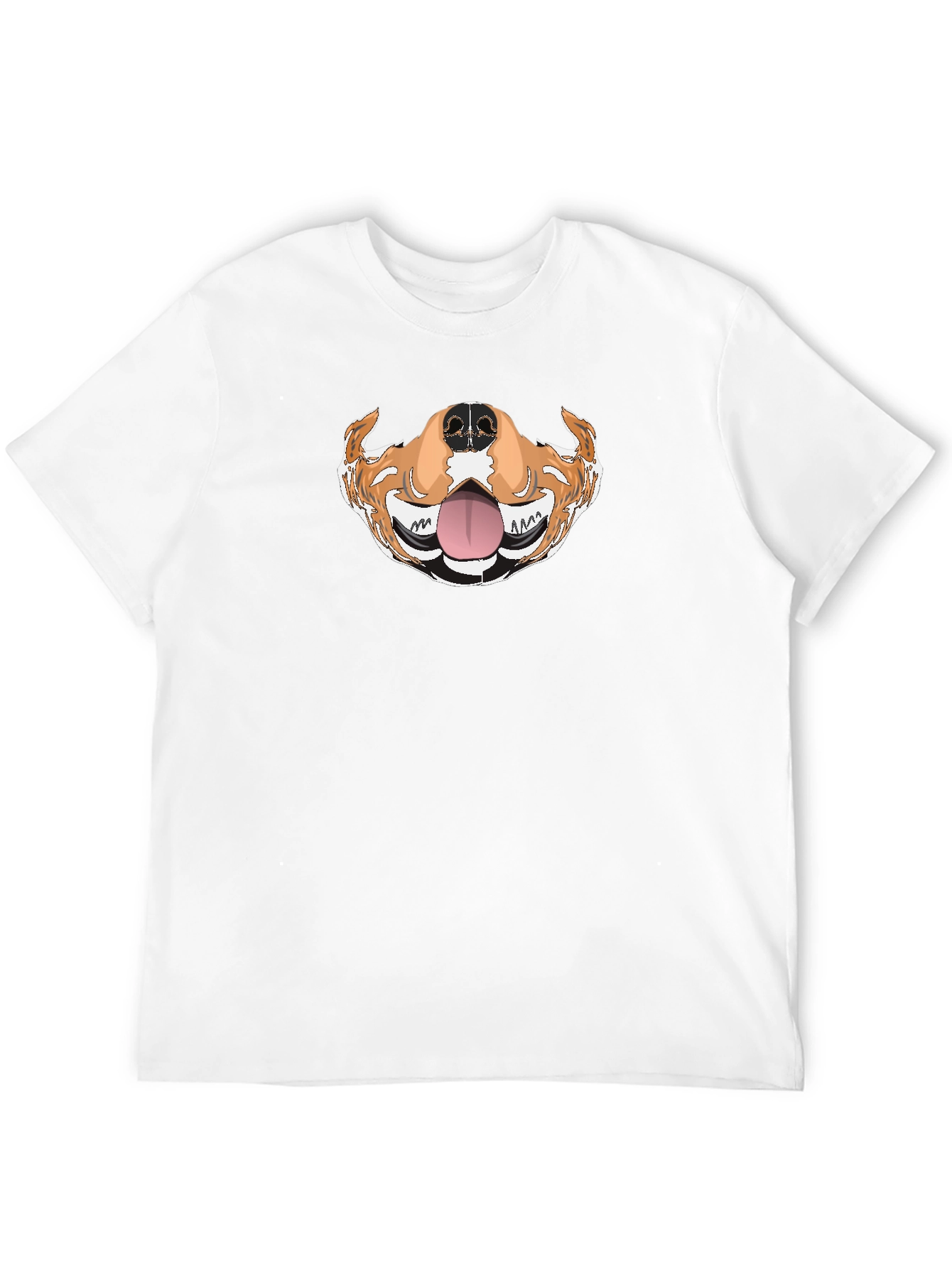 Funny Dog Mouth Graphic Tee - Black Cotton T-Shirt