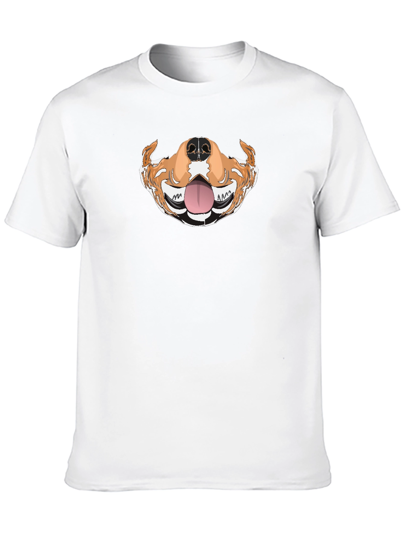 Funny Dog Mouth Graphic Tee - Black Cotton T-Shirt