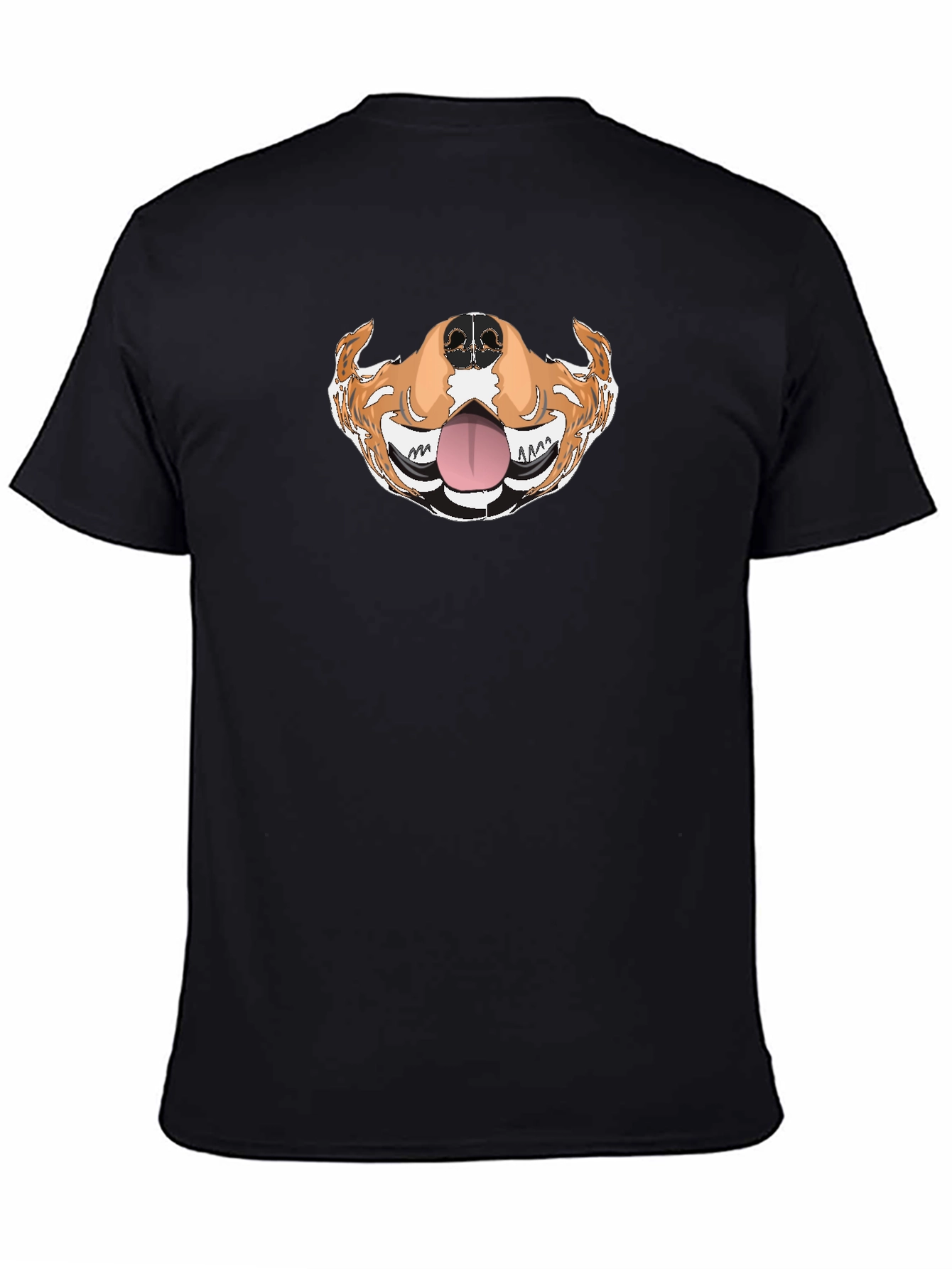 Funny Dog Mouth Graphic Tee - Black Cotton T-Shirt