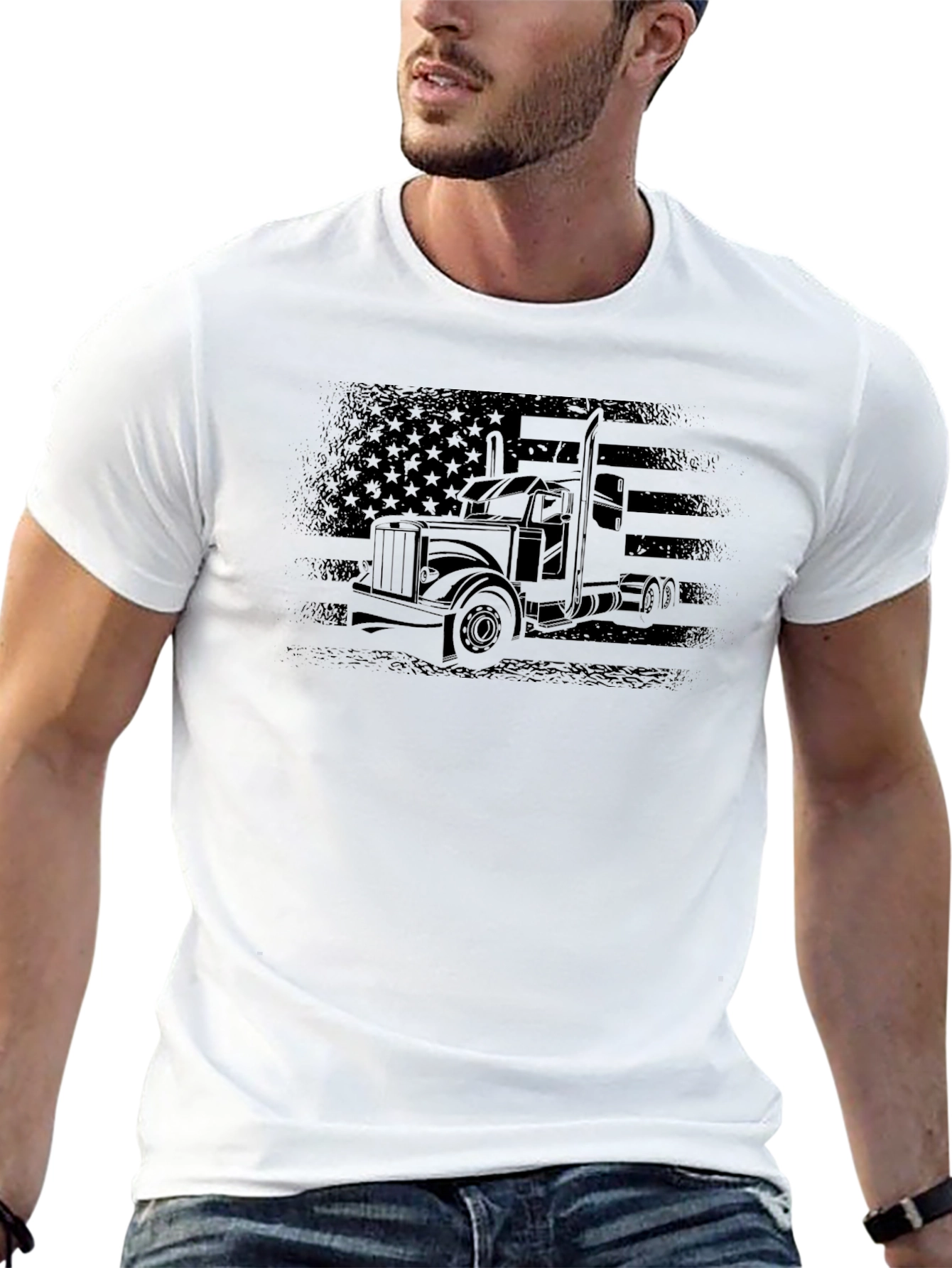 American Trucker Tee - Black Graphic T-Shirt