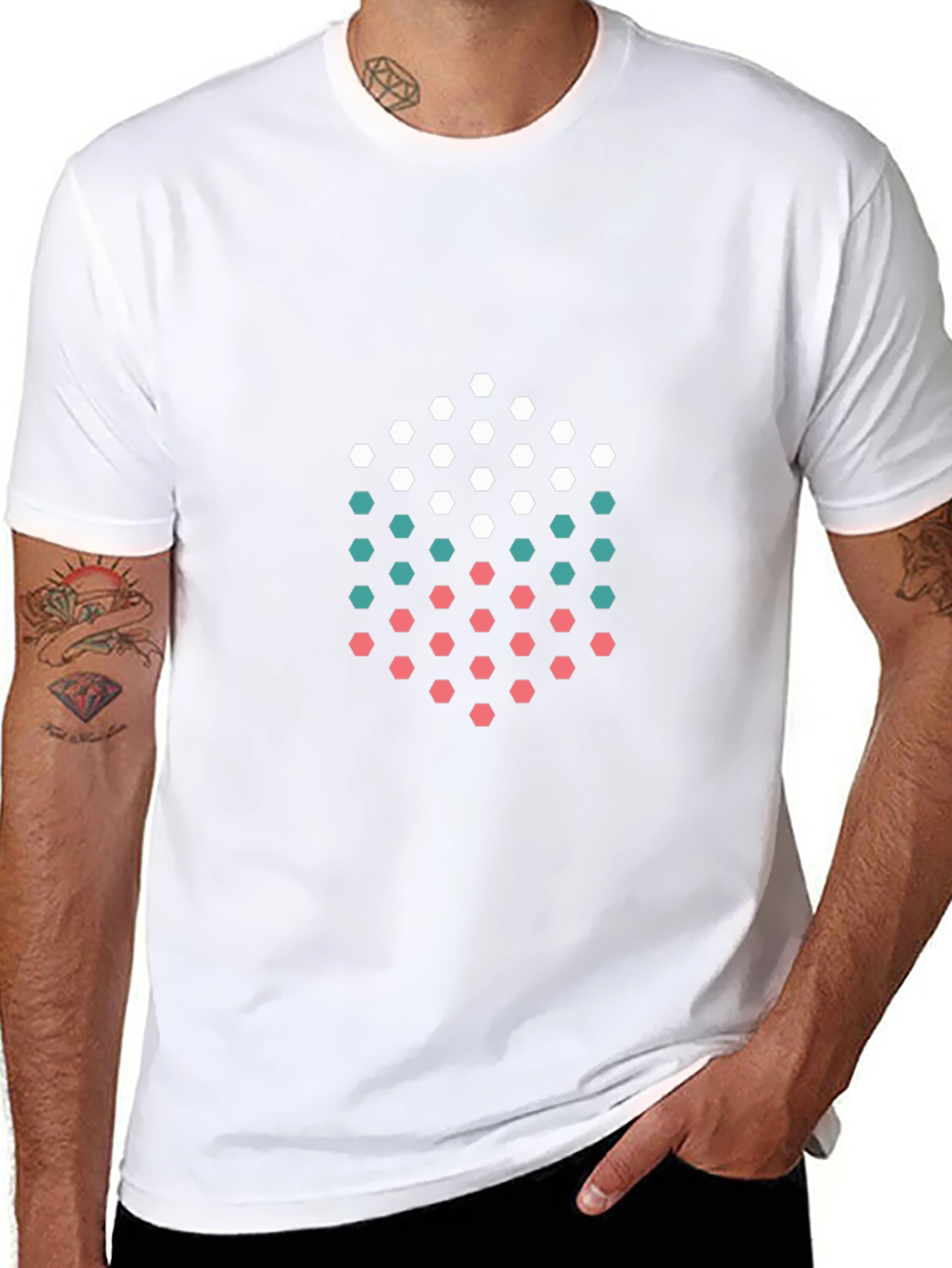 Abstract Hexagon Graphic Tee - Modern Geometric Design