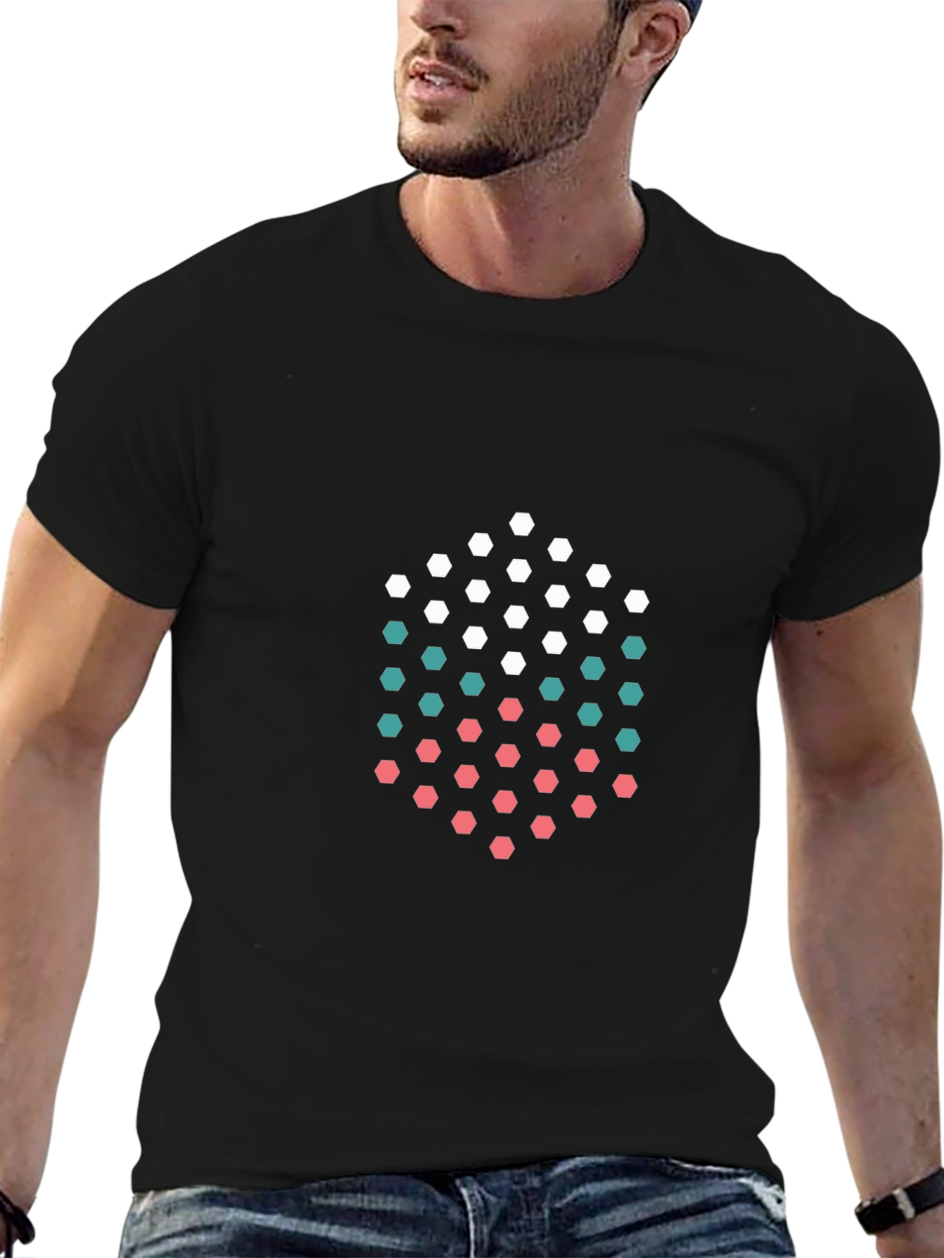 Abstract Hexagon Graphic Tee - Modern Geometric Design