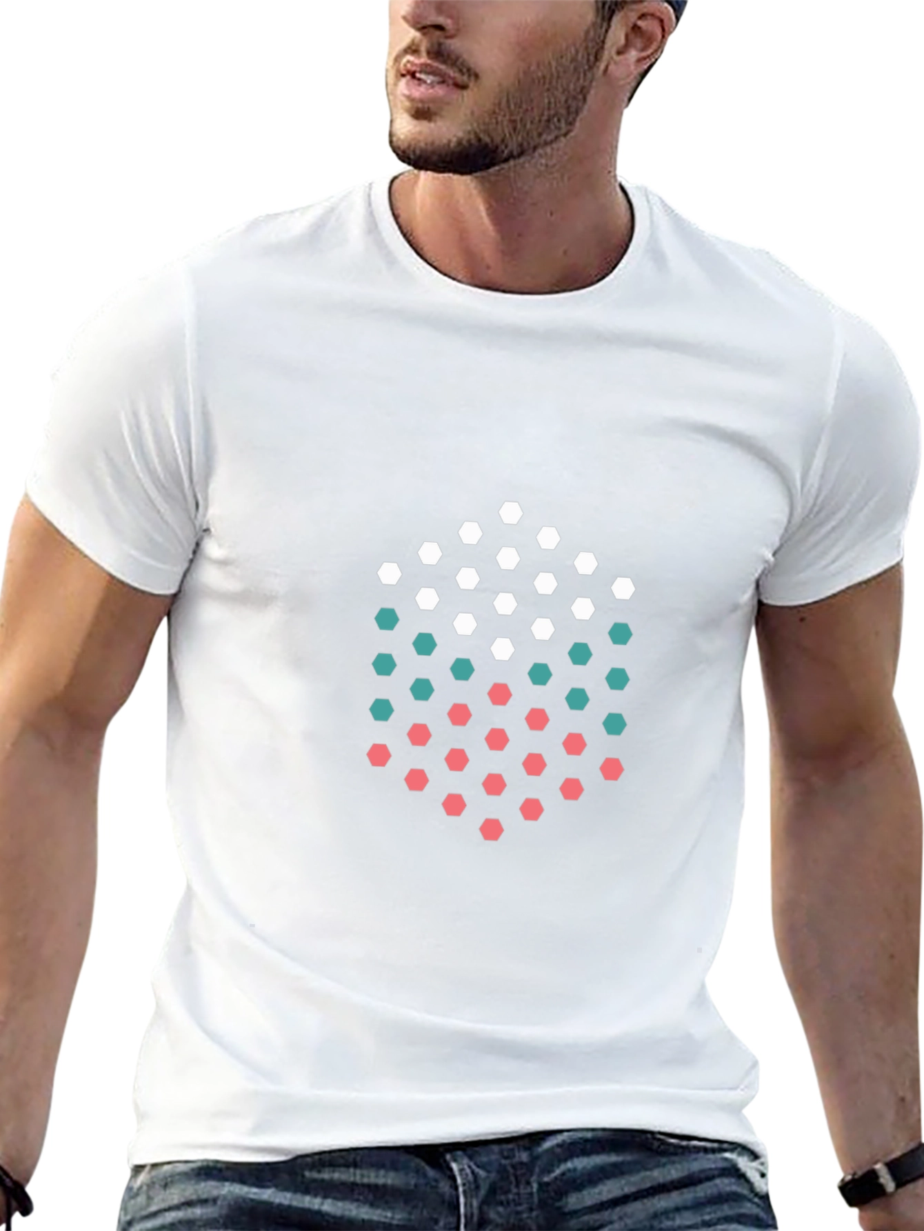 Abstract Hexagon Graphic Tee - Modern Geometric Design