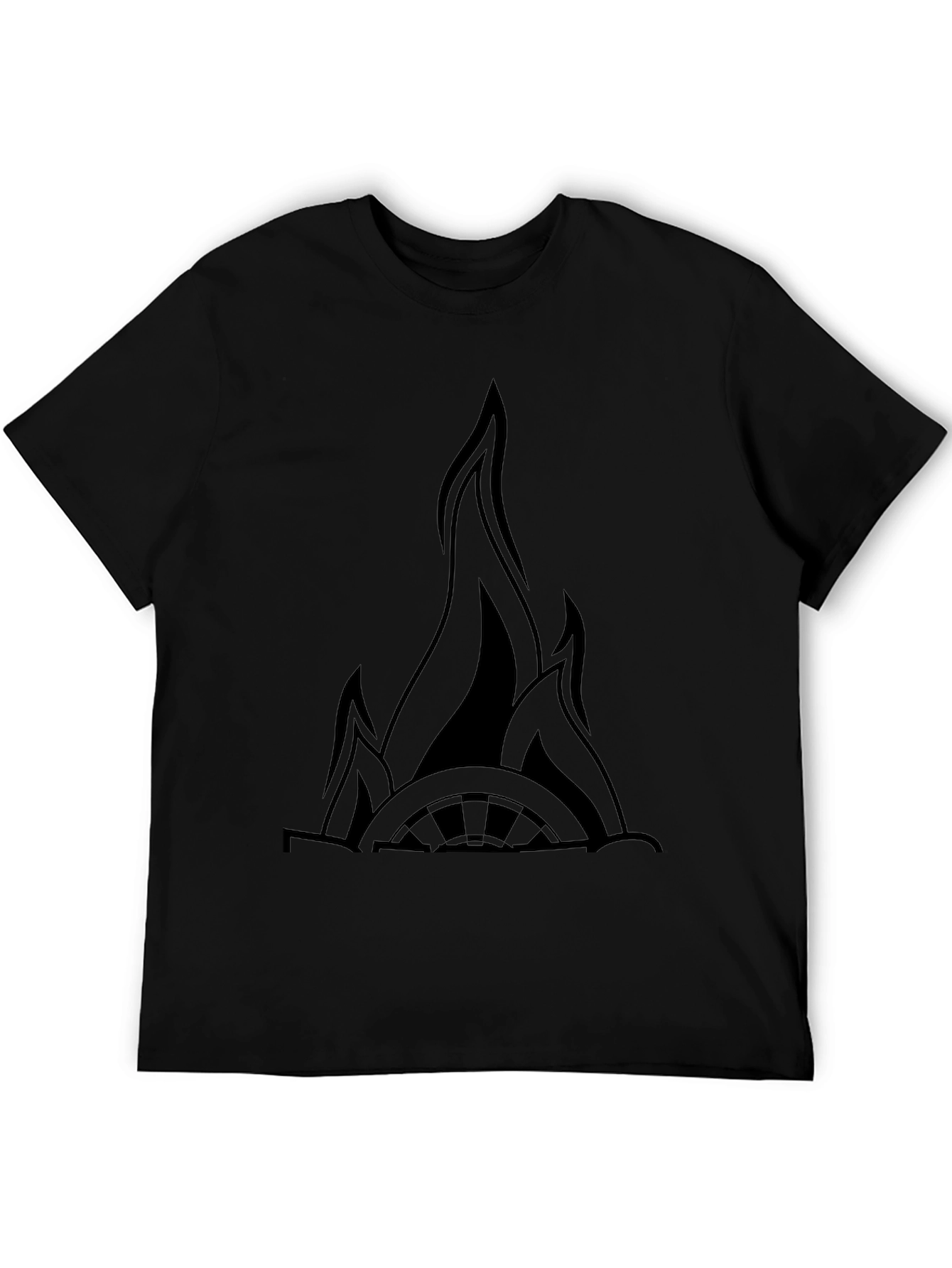 Flaming Wheel Black Graphic Tee