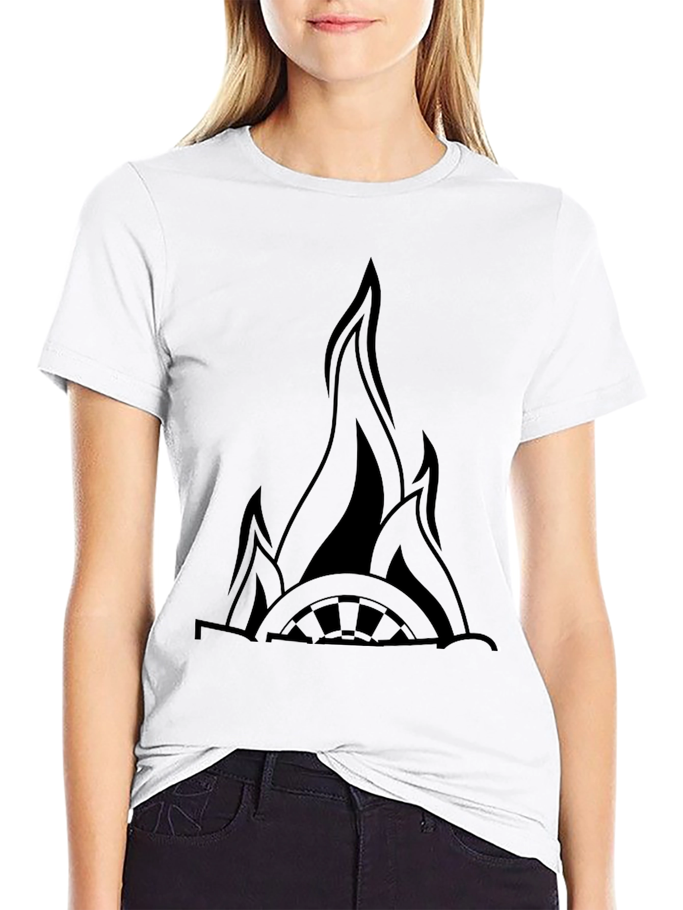 Flaming Wheel Black Graphic Tee