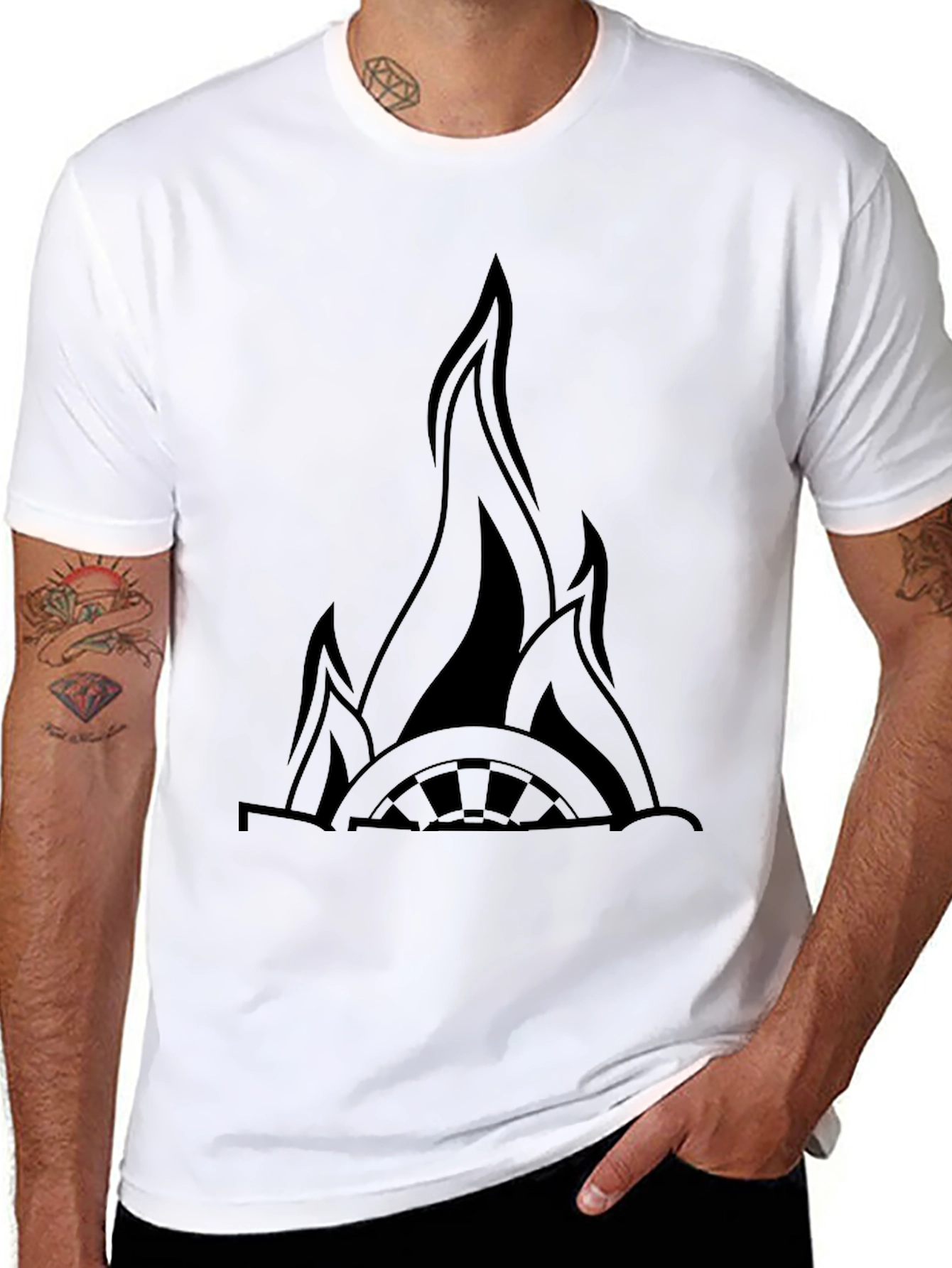 Flaming Wheel Black Graphic Tee