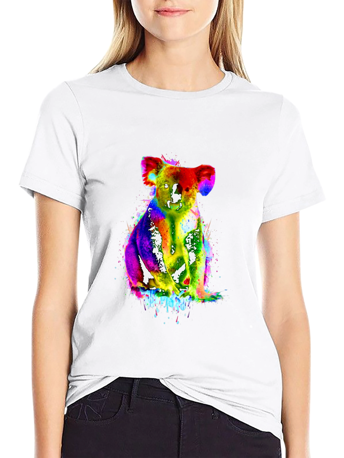 Vibrant Koala Tee - Mens Black Graphic T-Shirt
