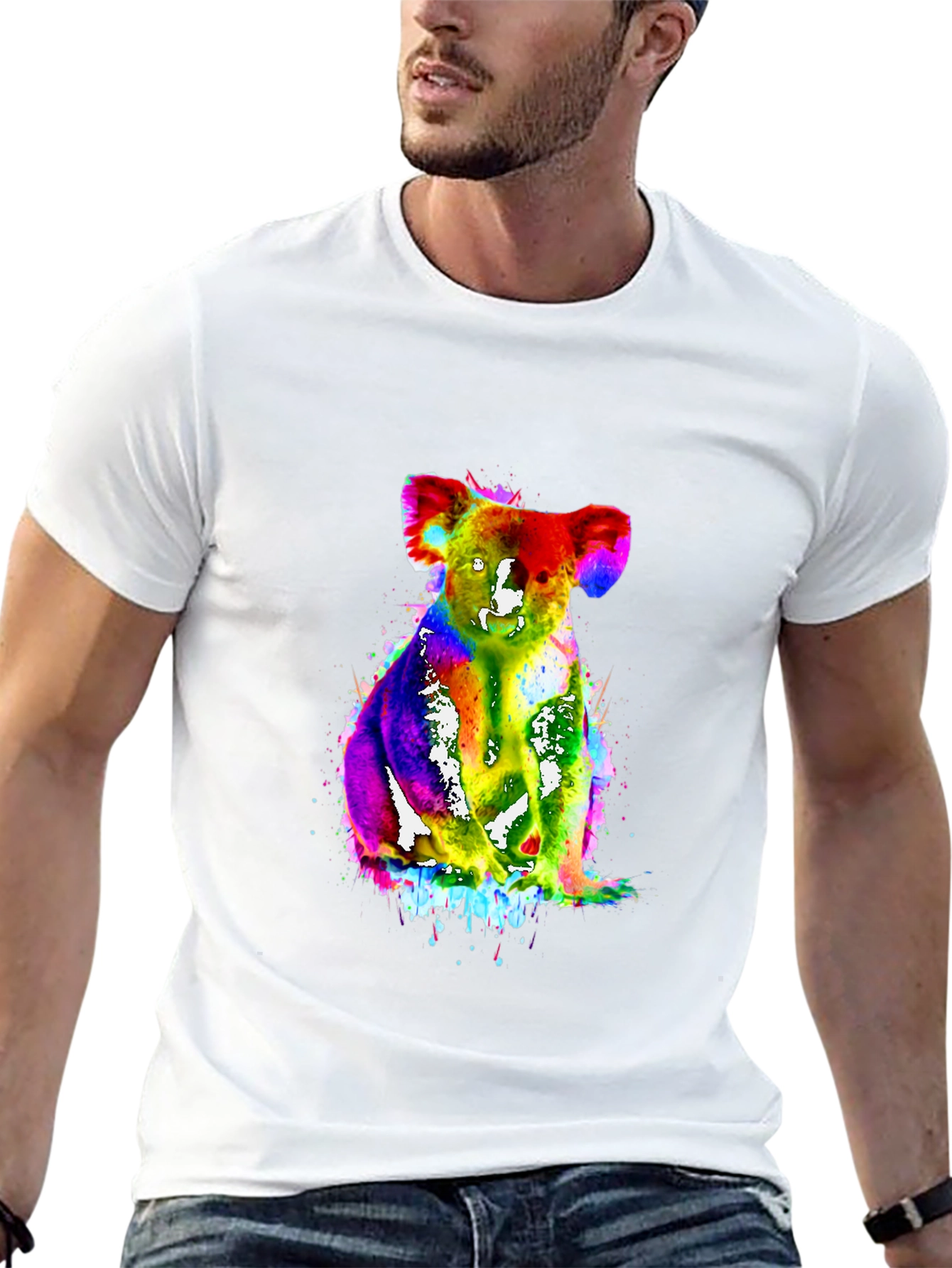 Vibrant Koala Tee - Mens Black Graphic T-Shirt