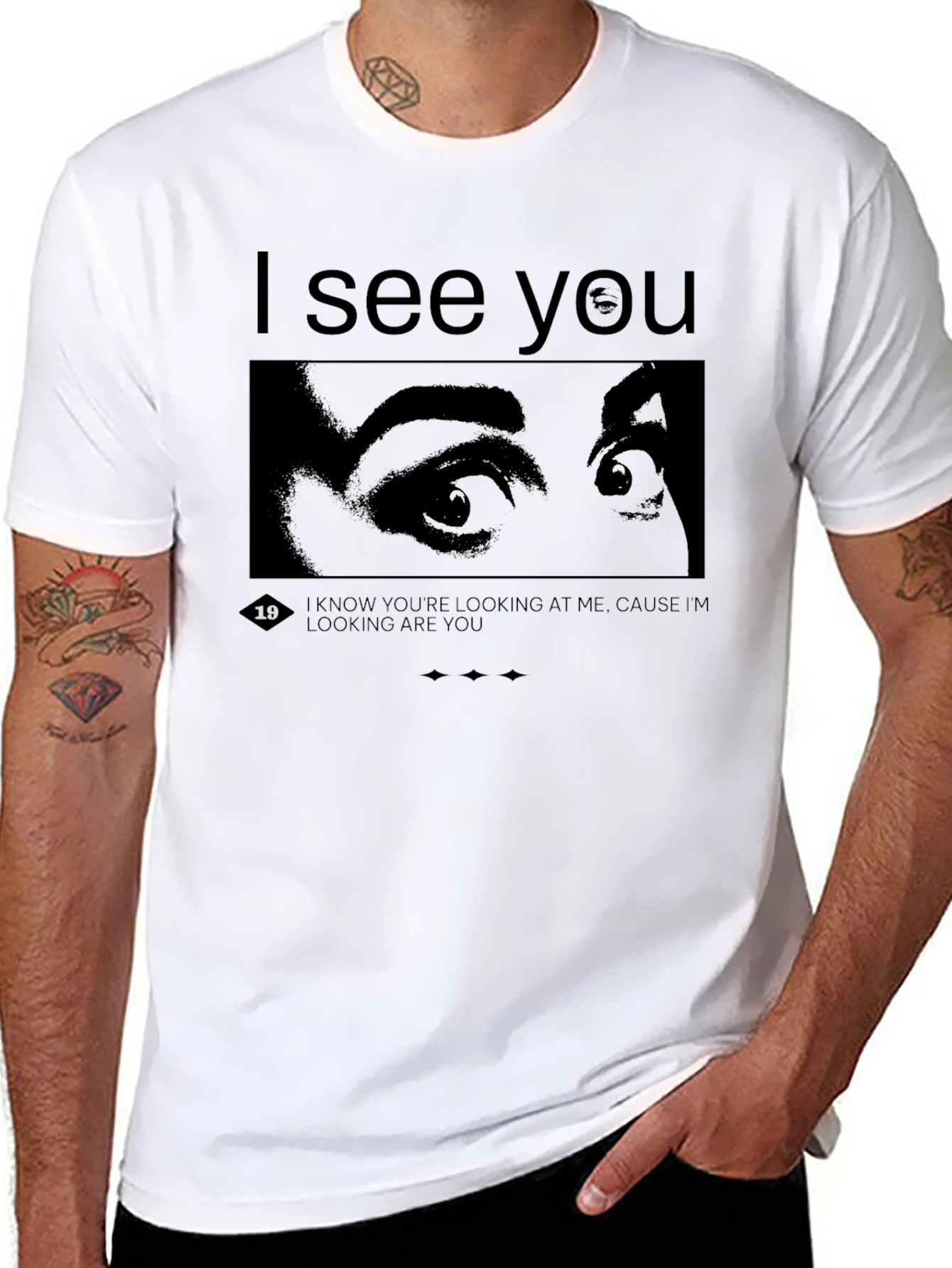 I See You Graphic Tee - Black Cotton T-Shirt