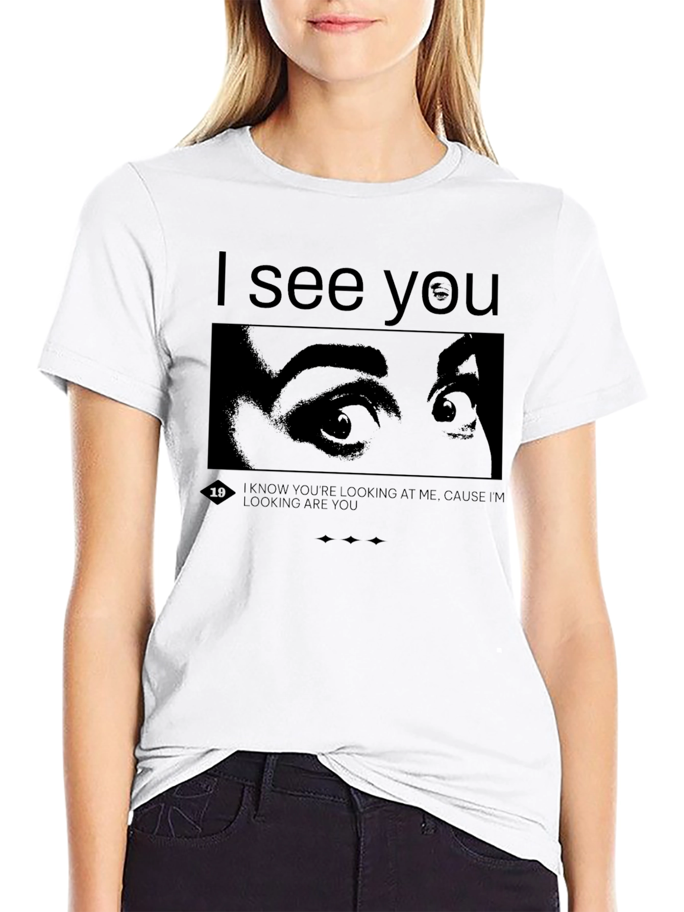 I See You Graphic Tee - Black Cotton T-Shirt