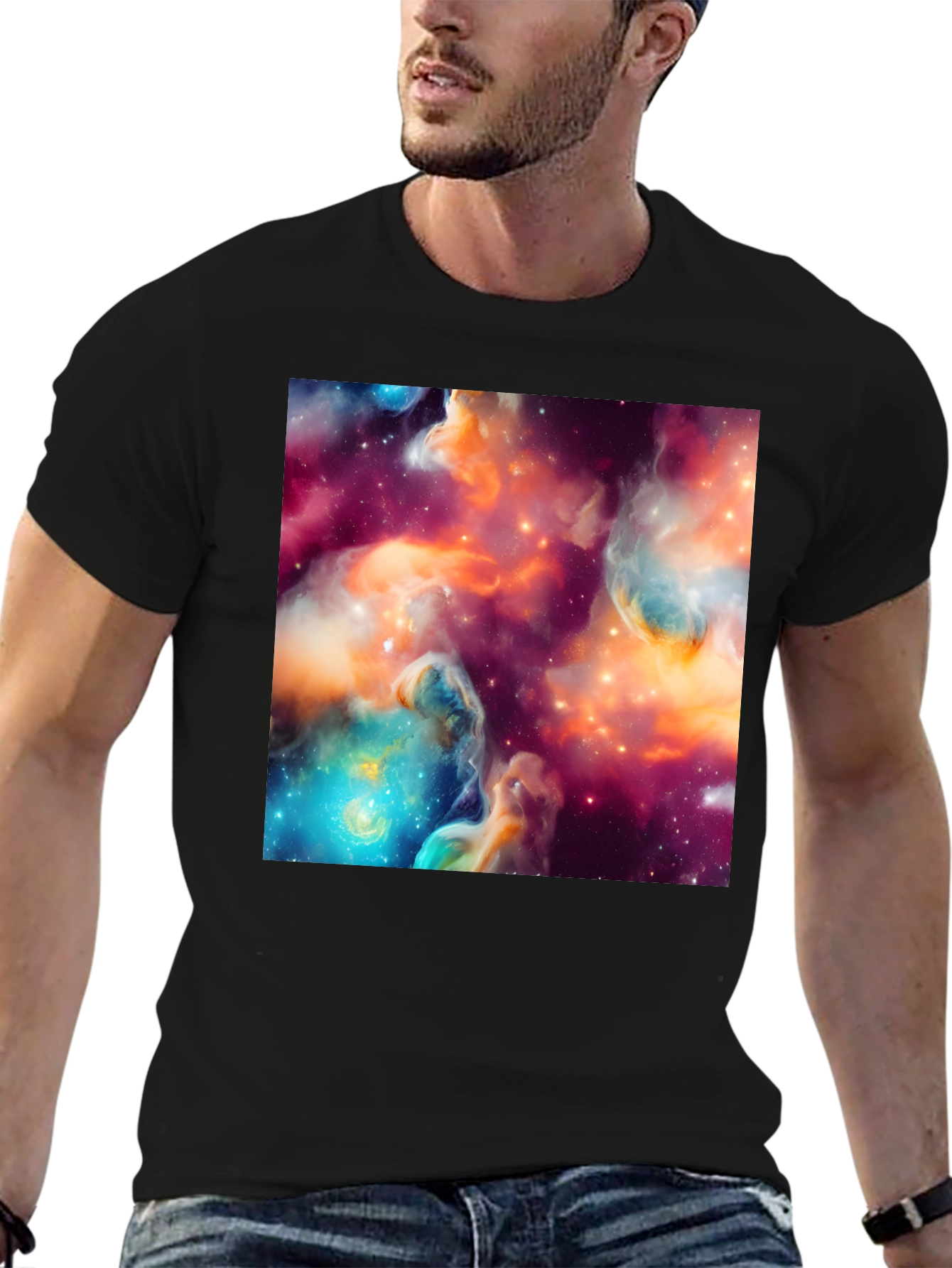 Nebula Print Black T-Shirt