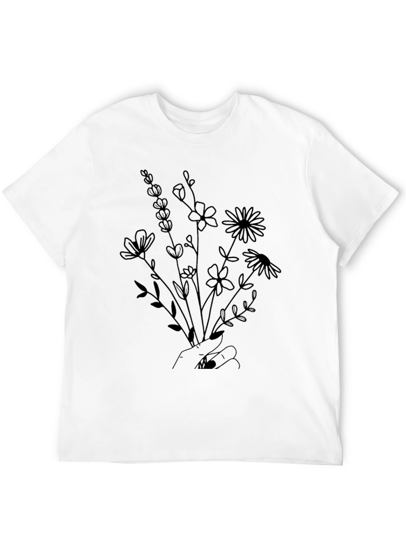 Floral Bouquet Graphic Tee - Black Unisex Shirt