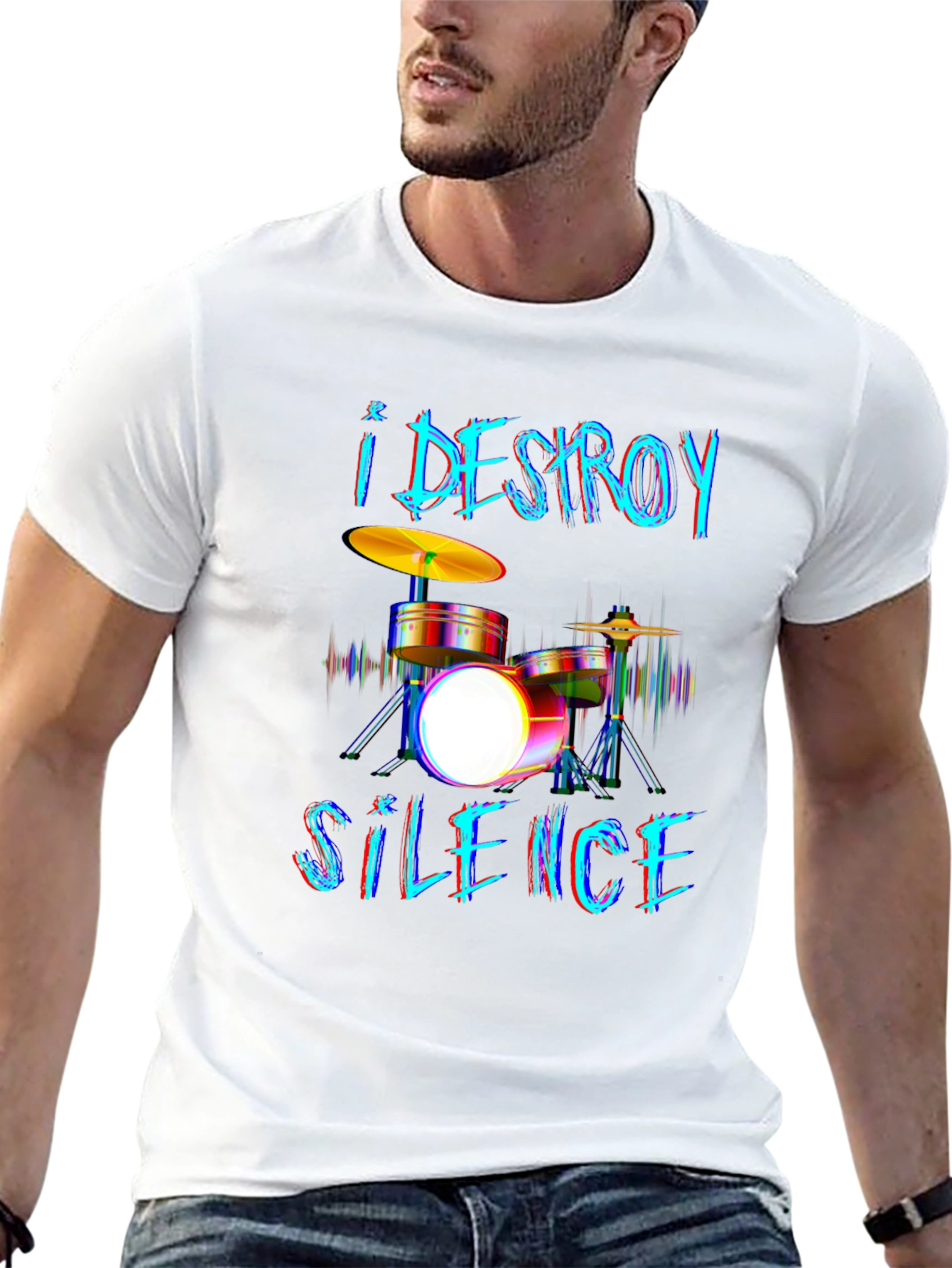 I Destroy Silence Drummer Graphic T-Shirt