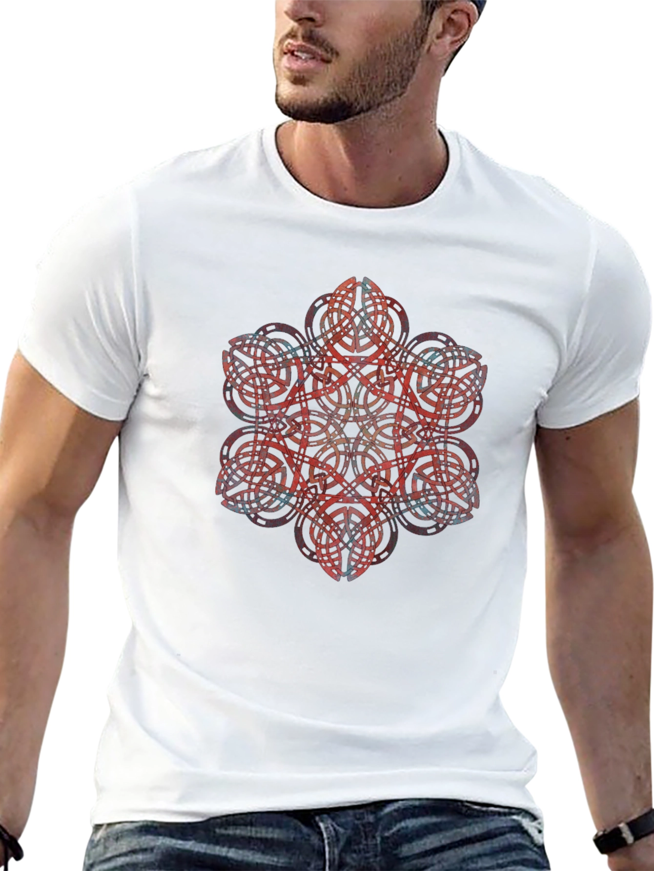 Geometric Mandala Graphic Black T-Shirt