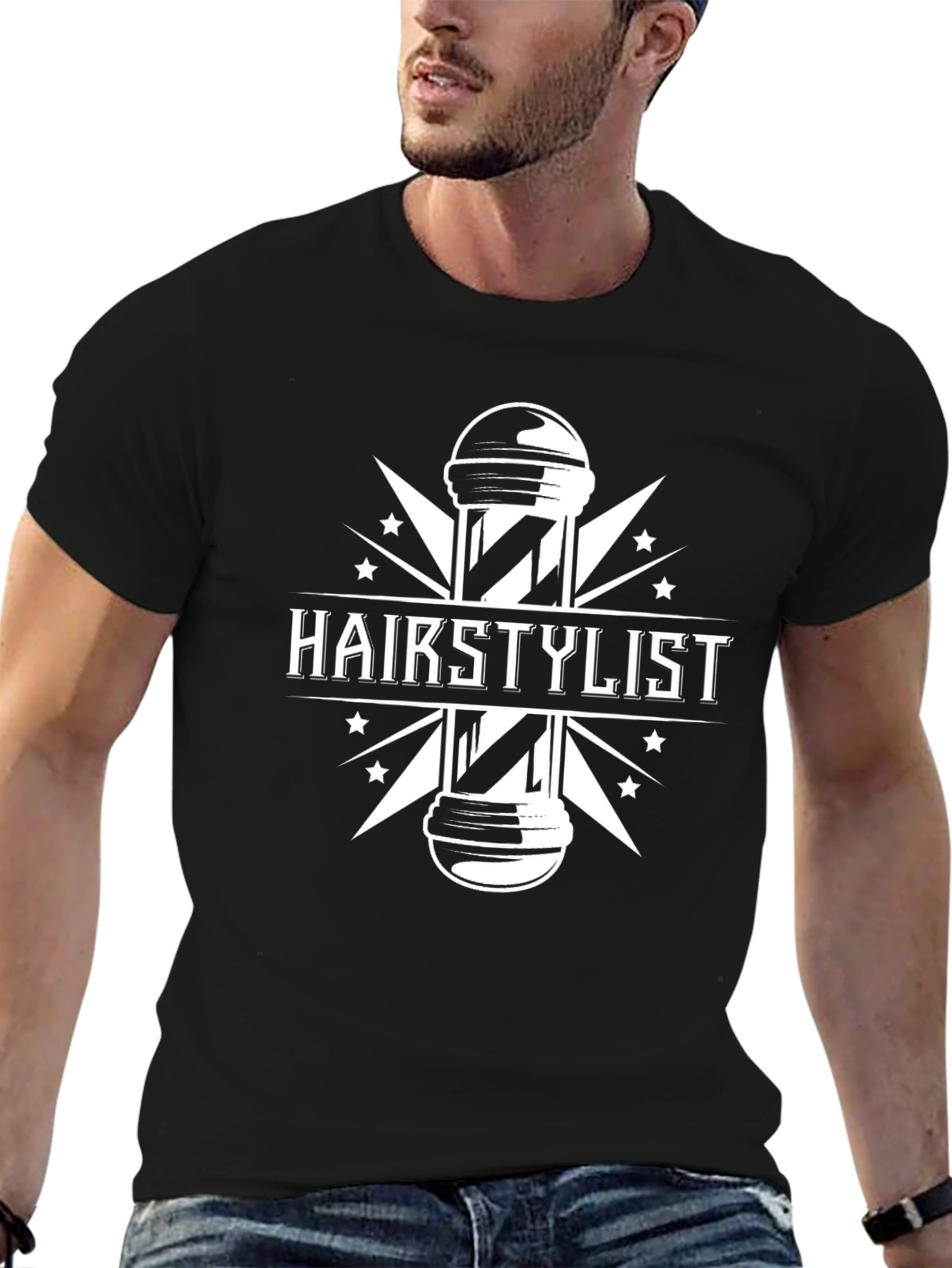 Hairstylist Graphic Tee - Barber Pole Design