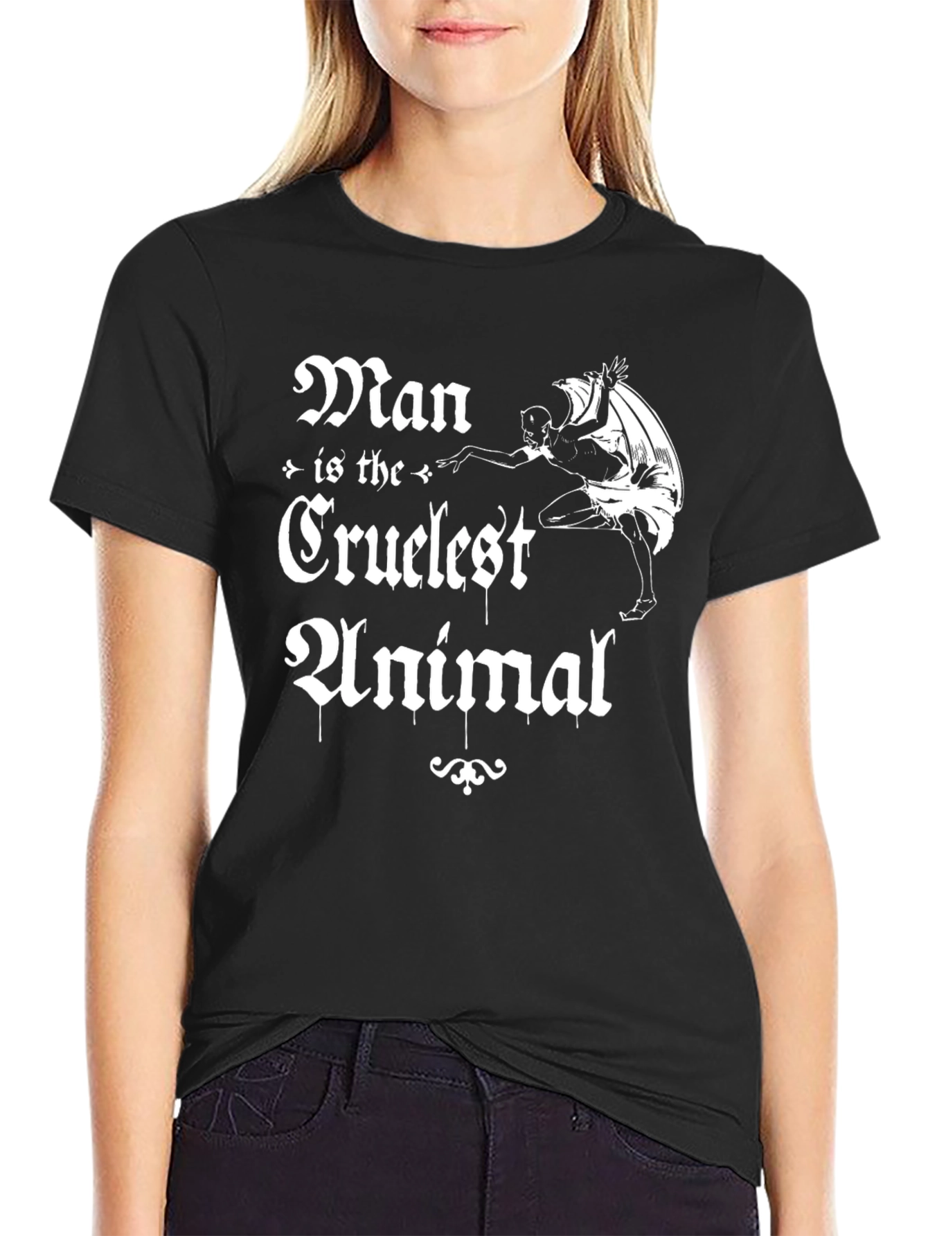 Man is the Cruelest Animal Black Graphic T-Shirt
