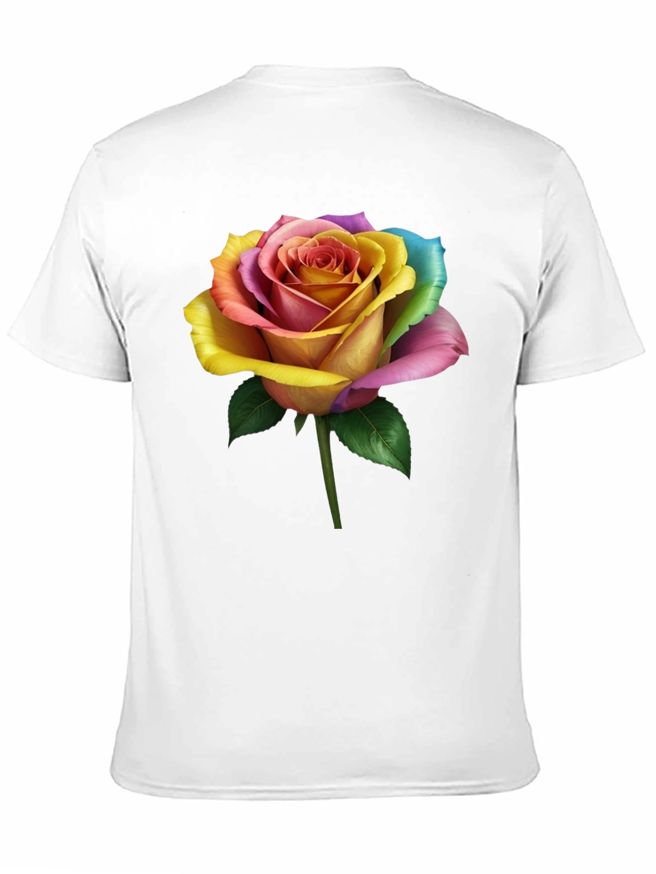 Rainbow Rose Graphic Tee - Unique Floral Design