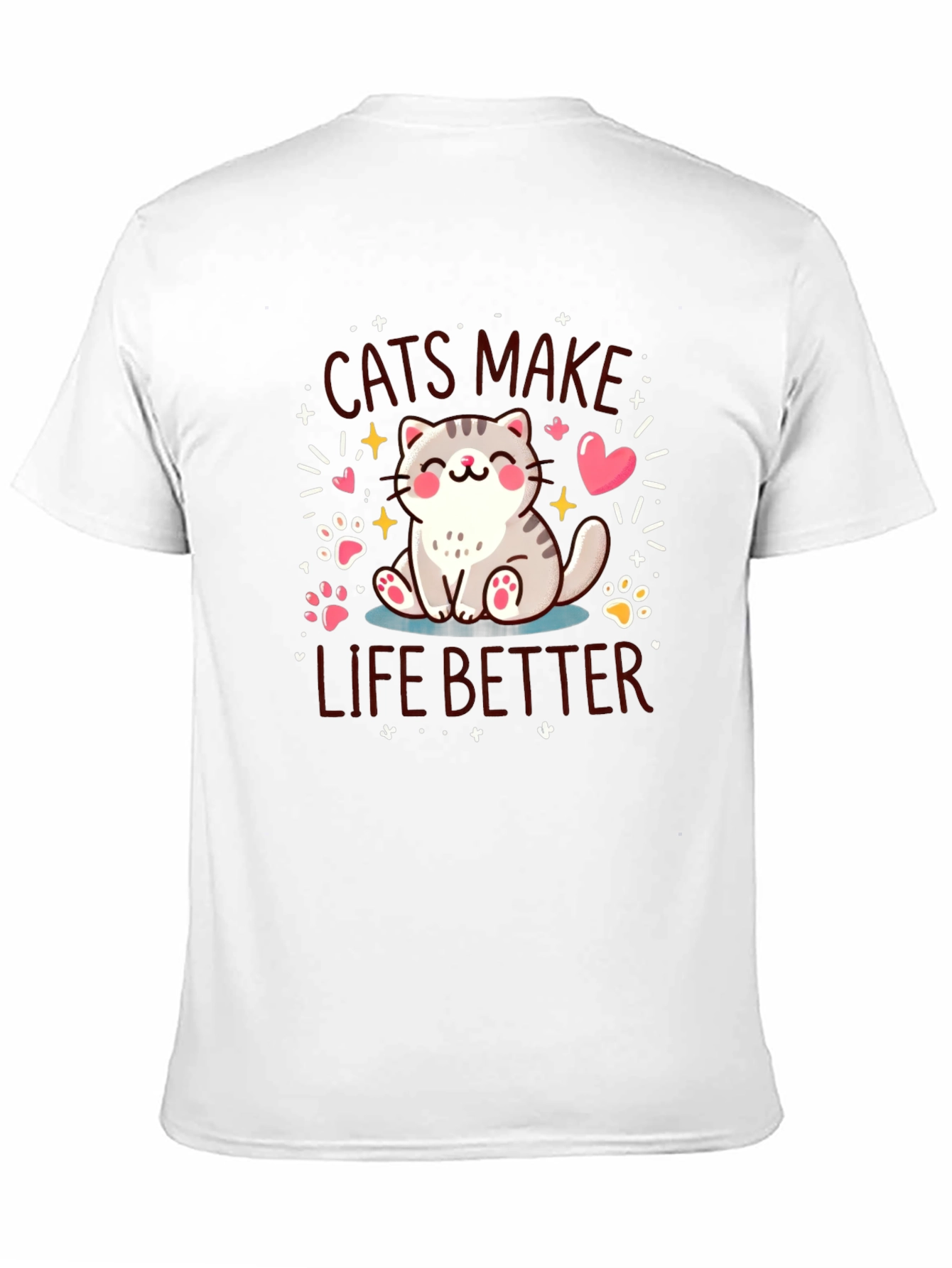 Cats Make Life Better Black T-Shirt