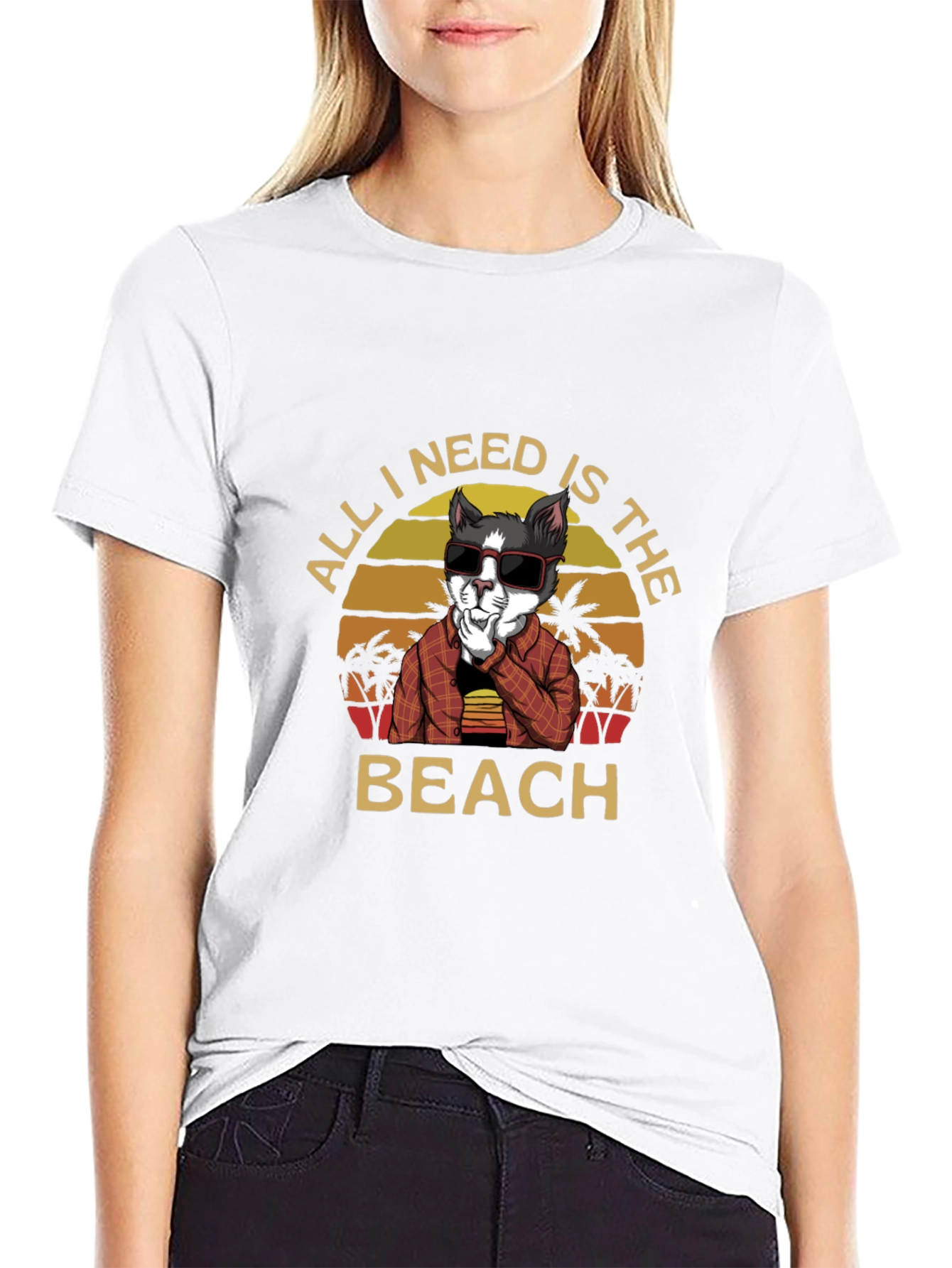 Cool Cat Beach Vibes Graphic T-Shirt
