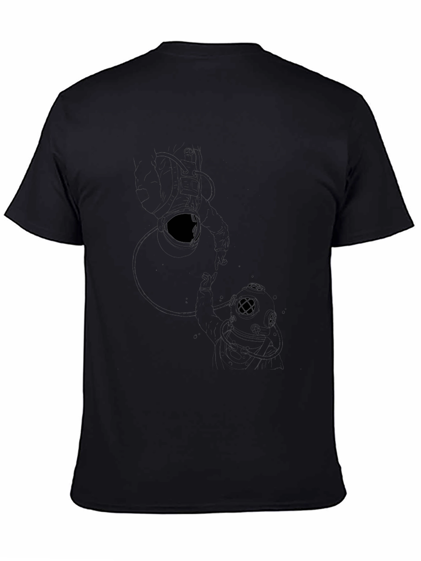 Mens Black Graphic Print Crew Neck T-Shirt
