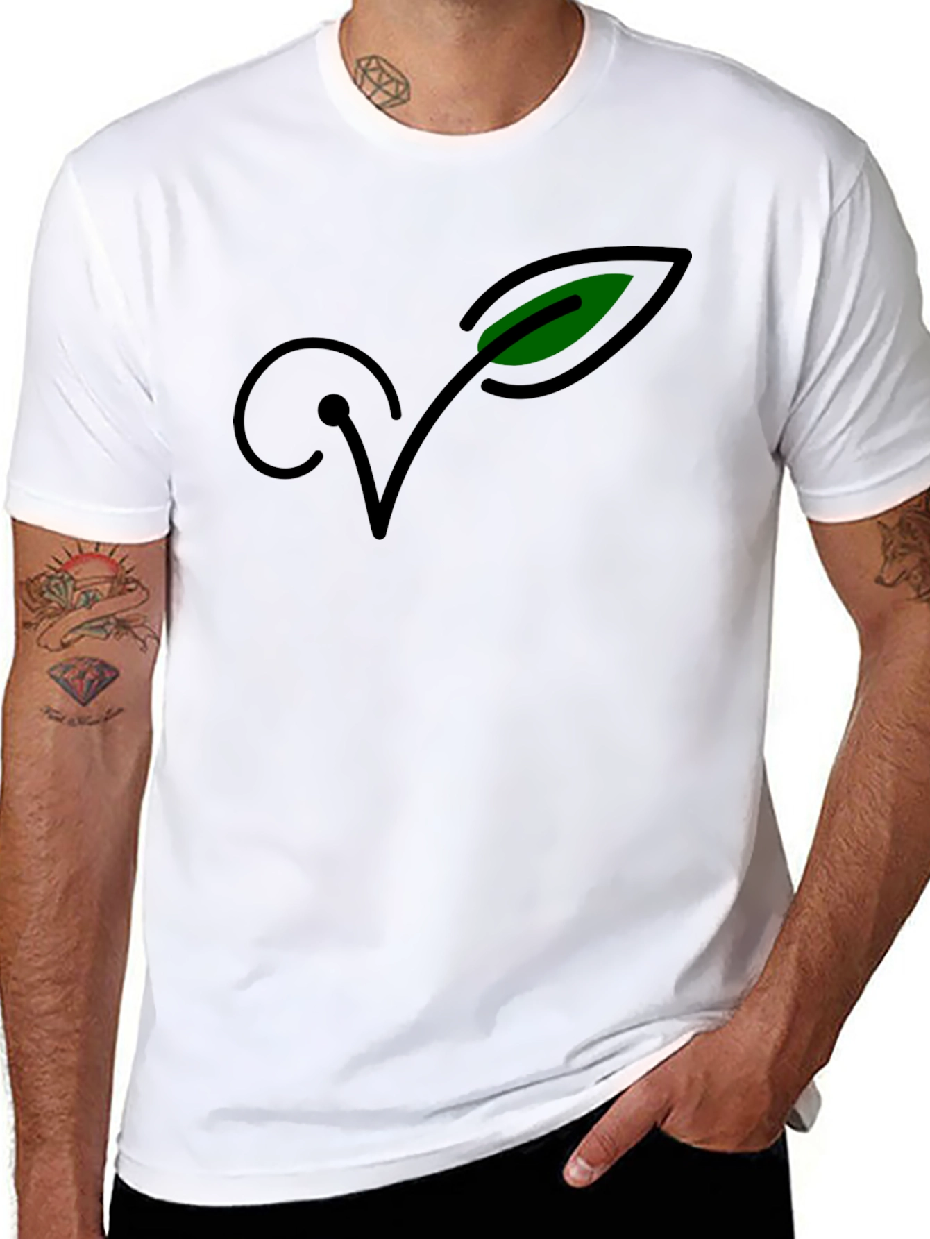 Vegan Symbol Black Tee - Organic Cotton Blend