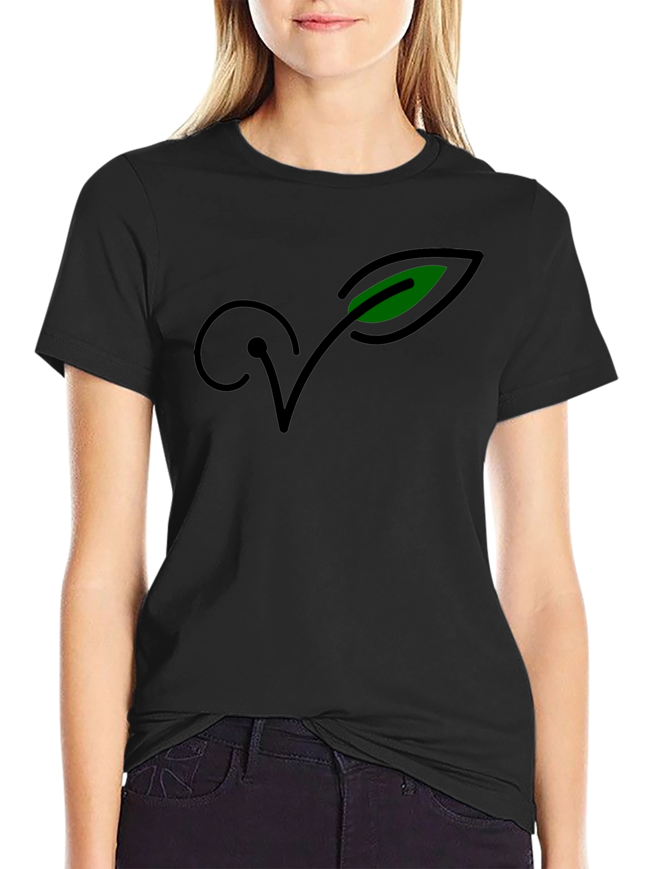 Vegan Symbol Black Tee - Organic Cotton Blend