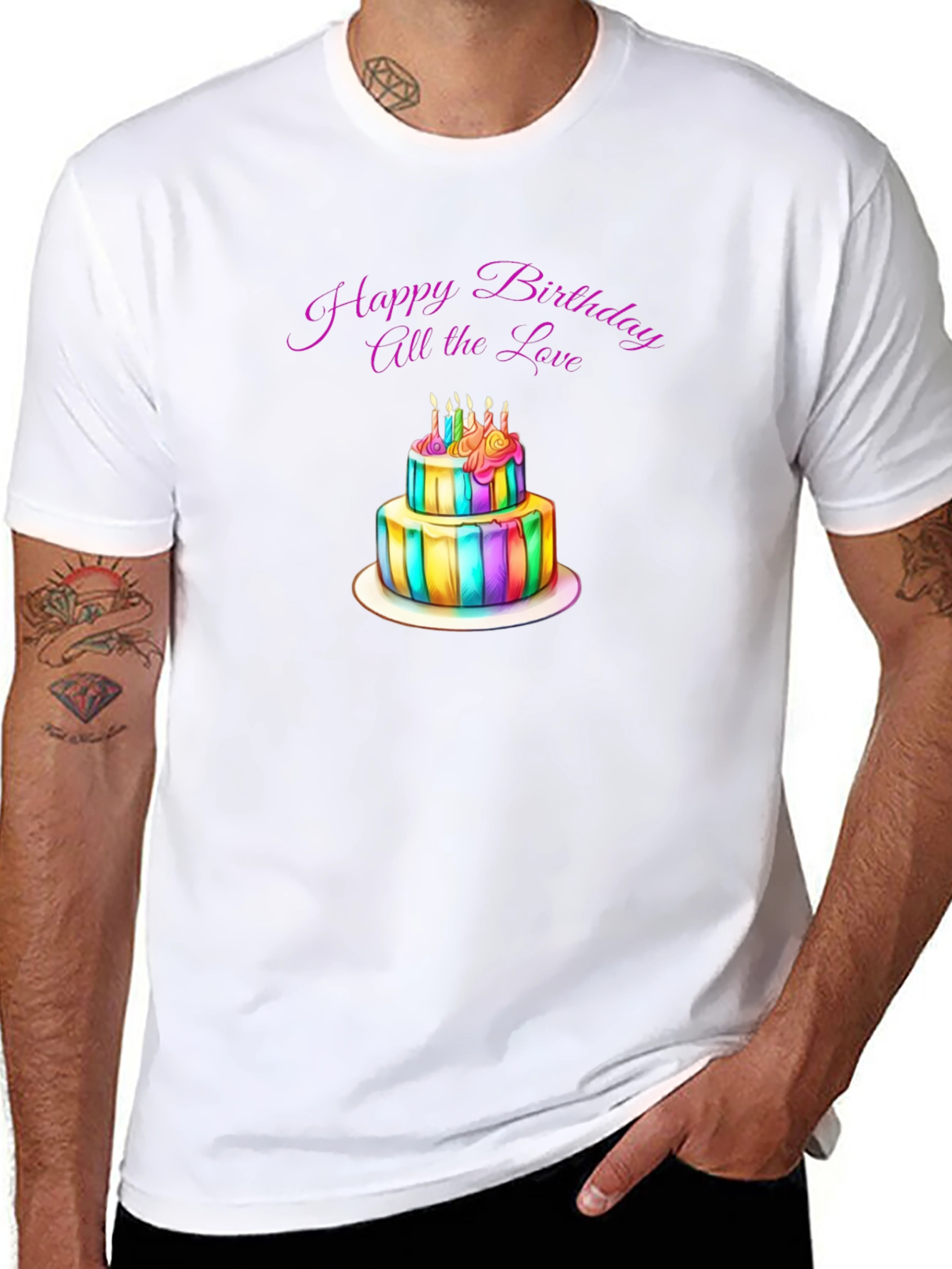 Birthday Cake Graphic Black T-Shirt
