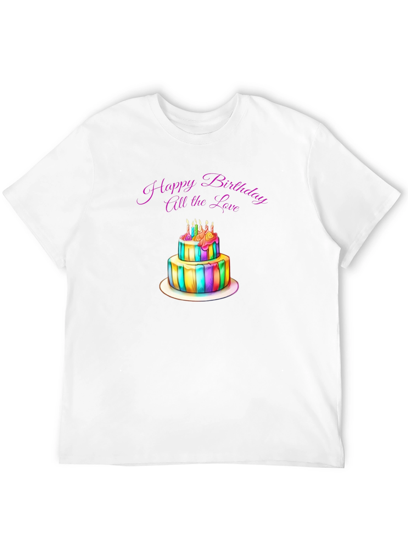 Birthday Cake Graphic Black T-Shirt