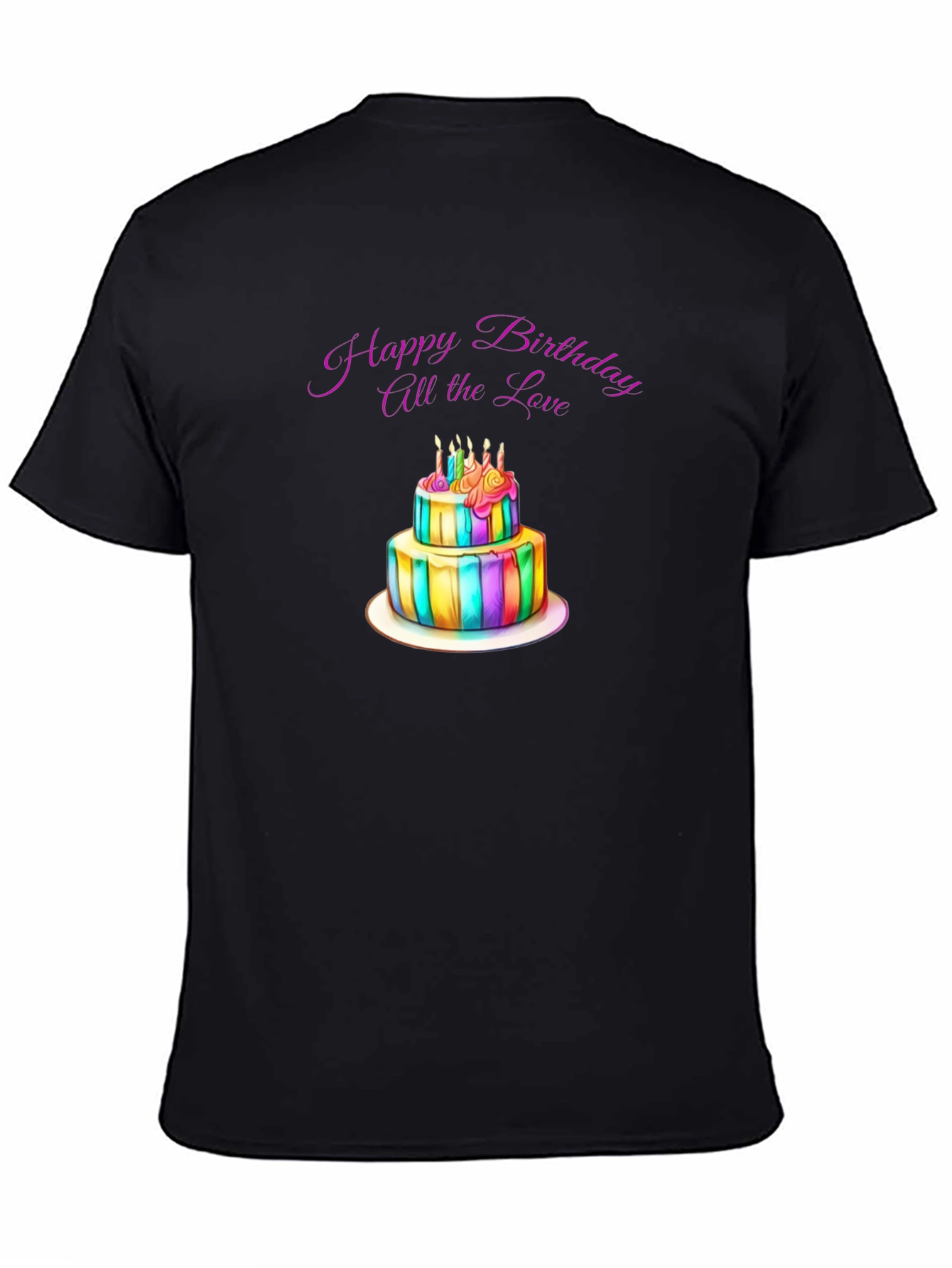 Birthday Cake Graphic Black T-Shirt
