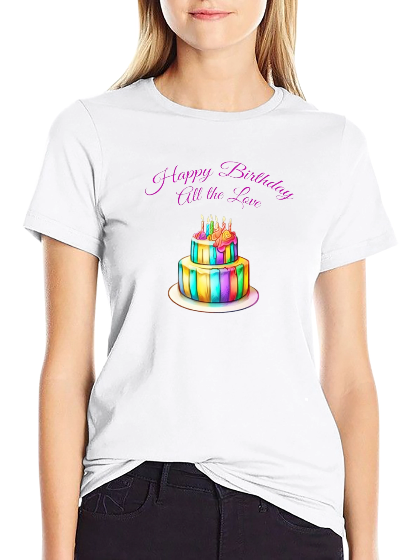 Birthday Cake Graphic Black T-Shirt
