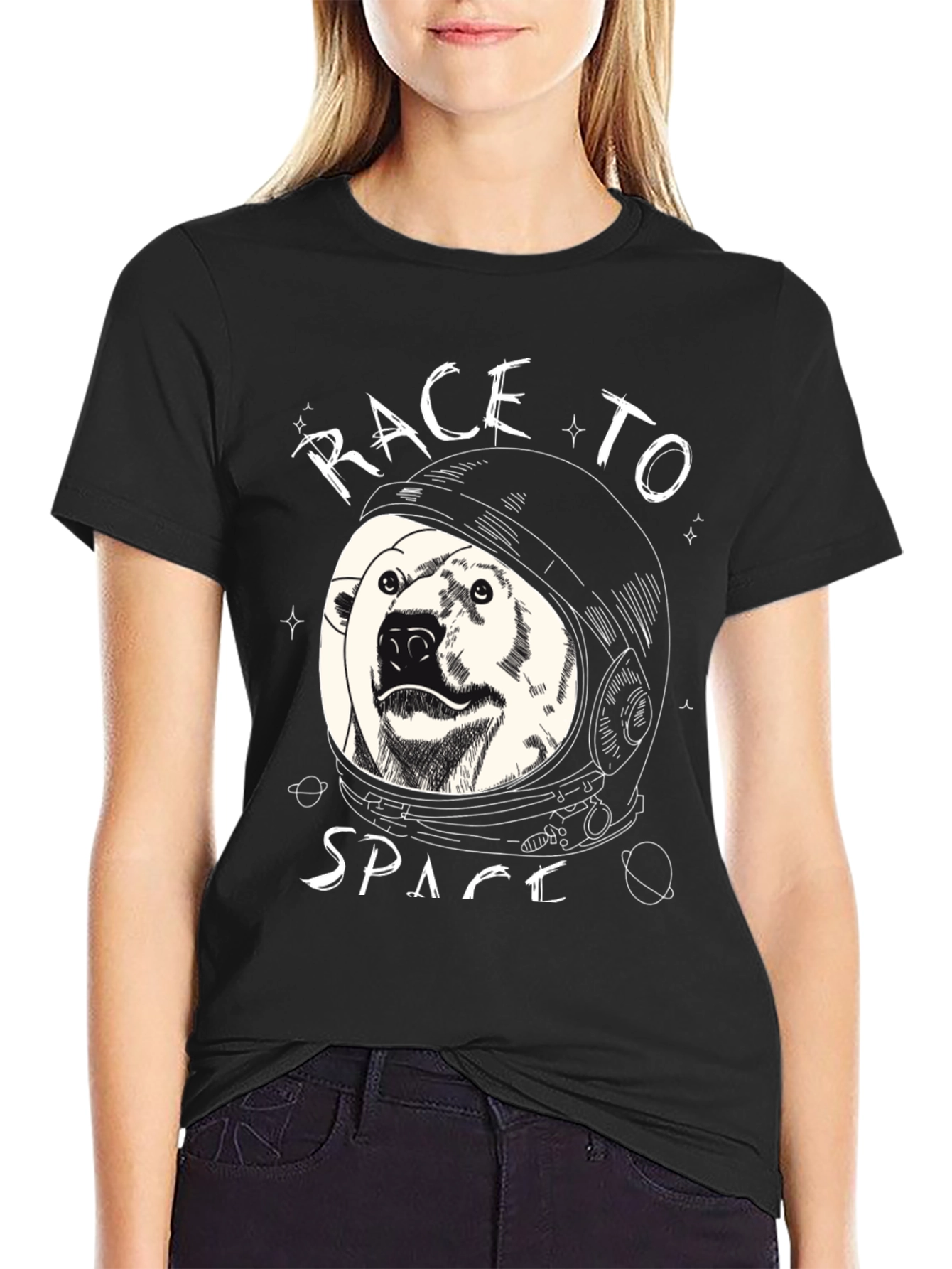 Race to Space Black Graphic Tee