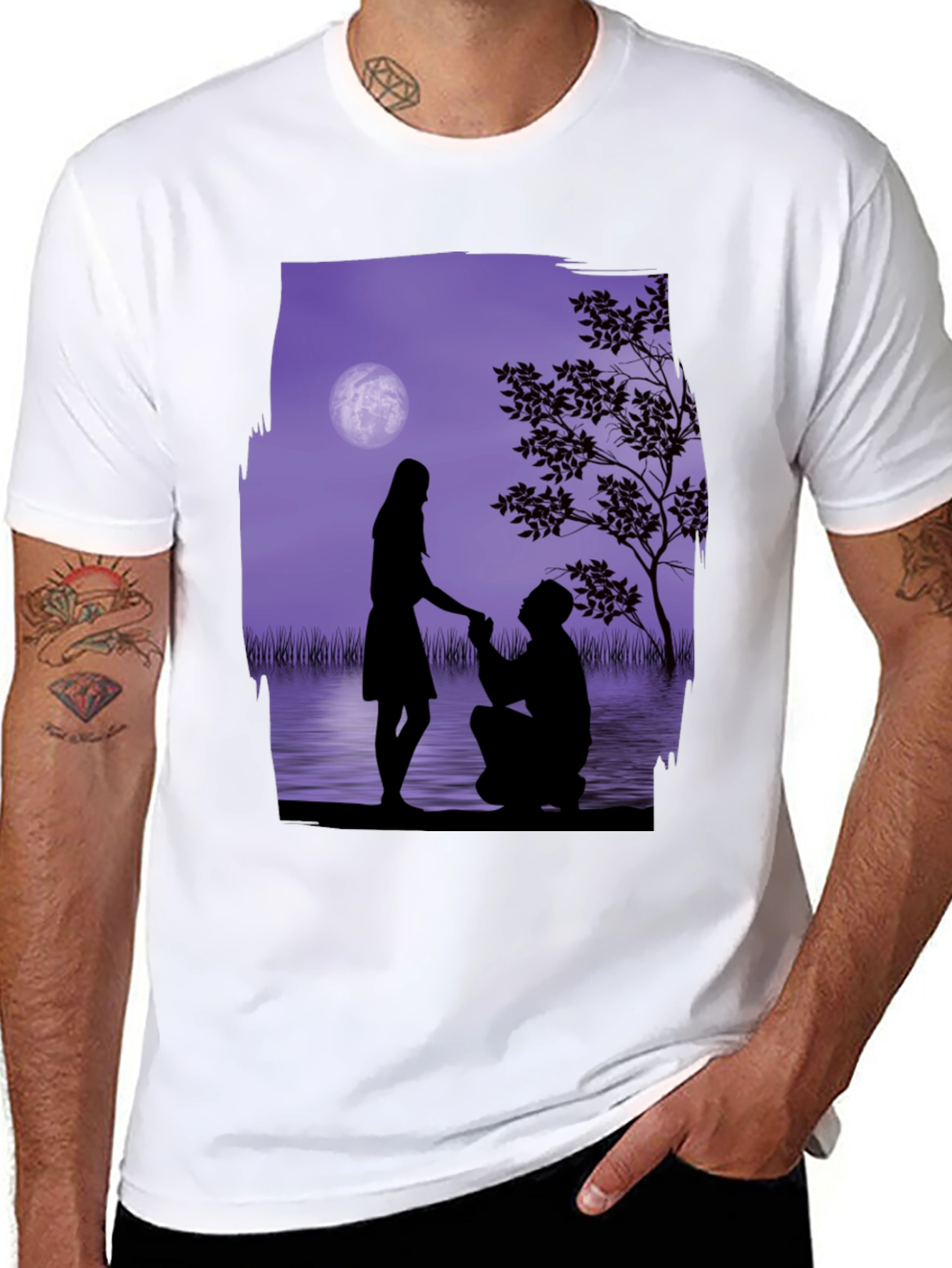 Romantic Proposal Graphic Tee - Black