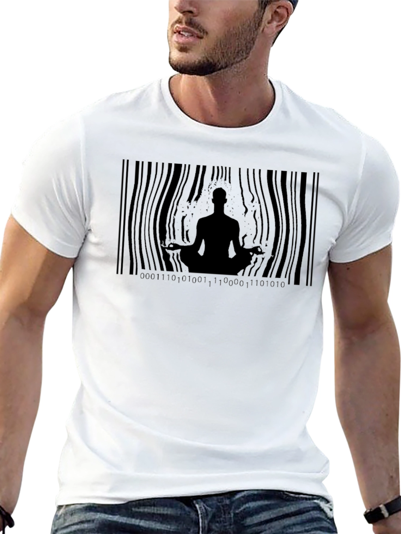 Meditative Binary Barcode T-Shirt