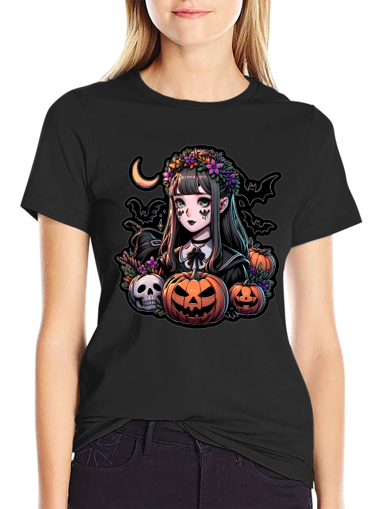 Halloween Anime Girl Graphic T-Shirt
