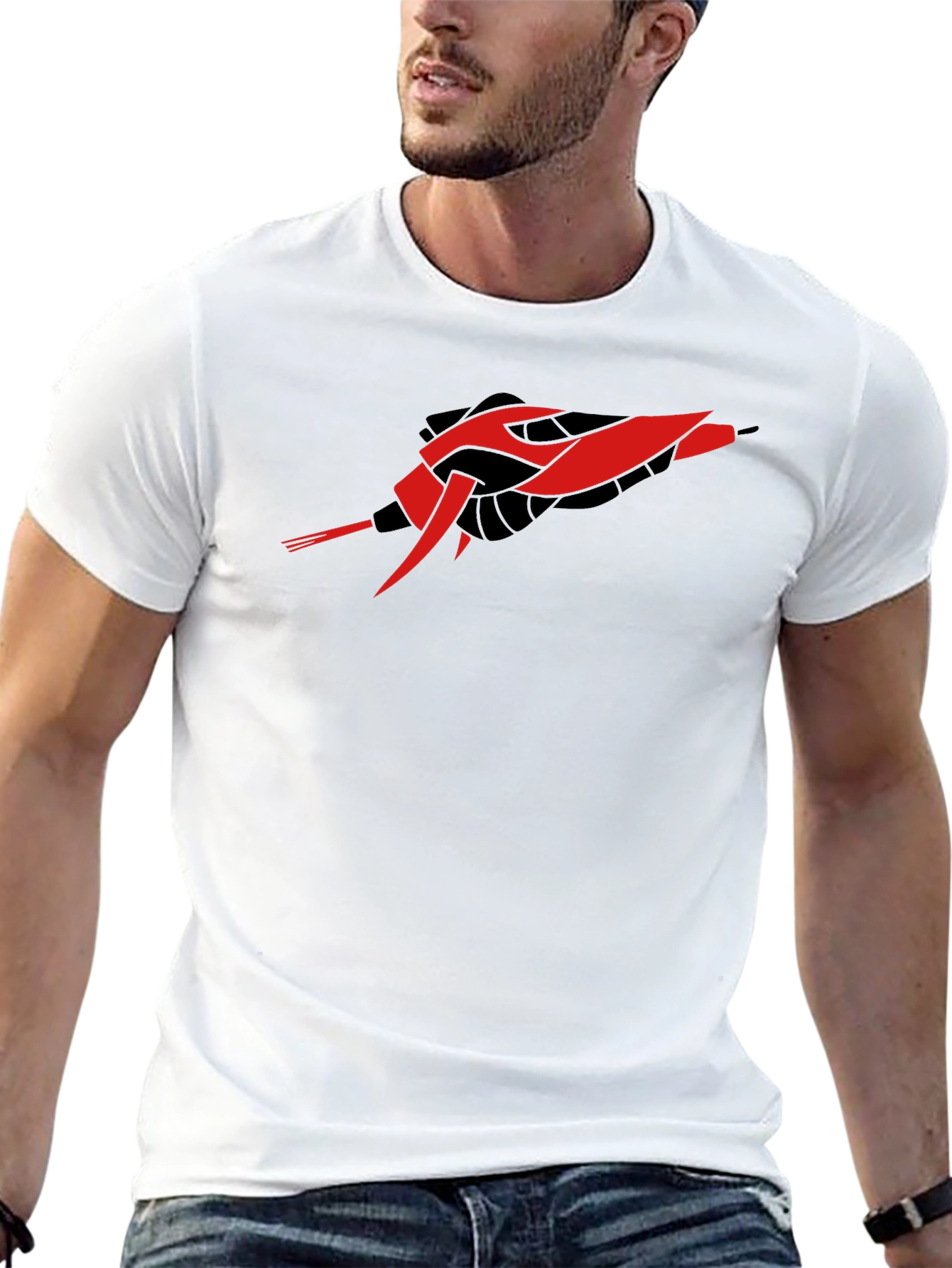 Sci-Fi Spaceship Graphic Black T-Shirt