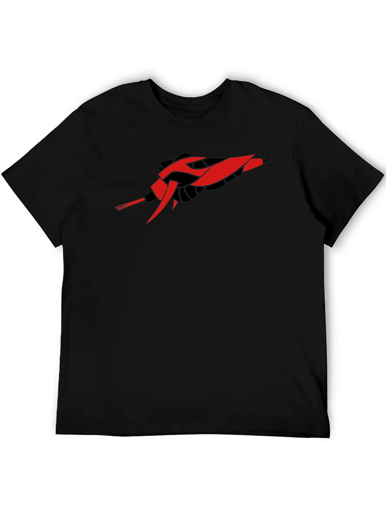 Sci-Fi Spaceship Graphic Black T-Shirt