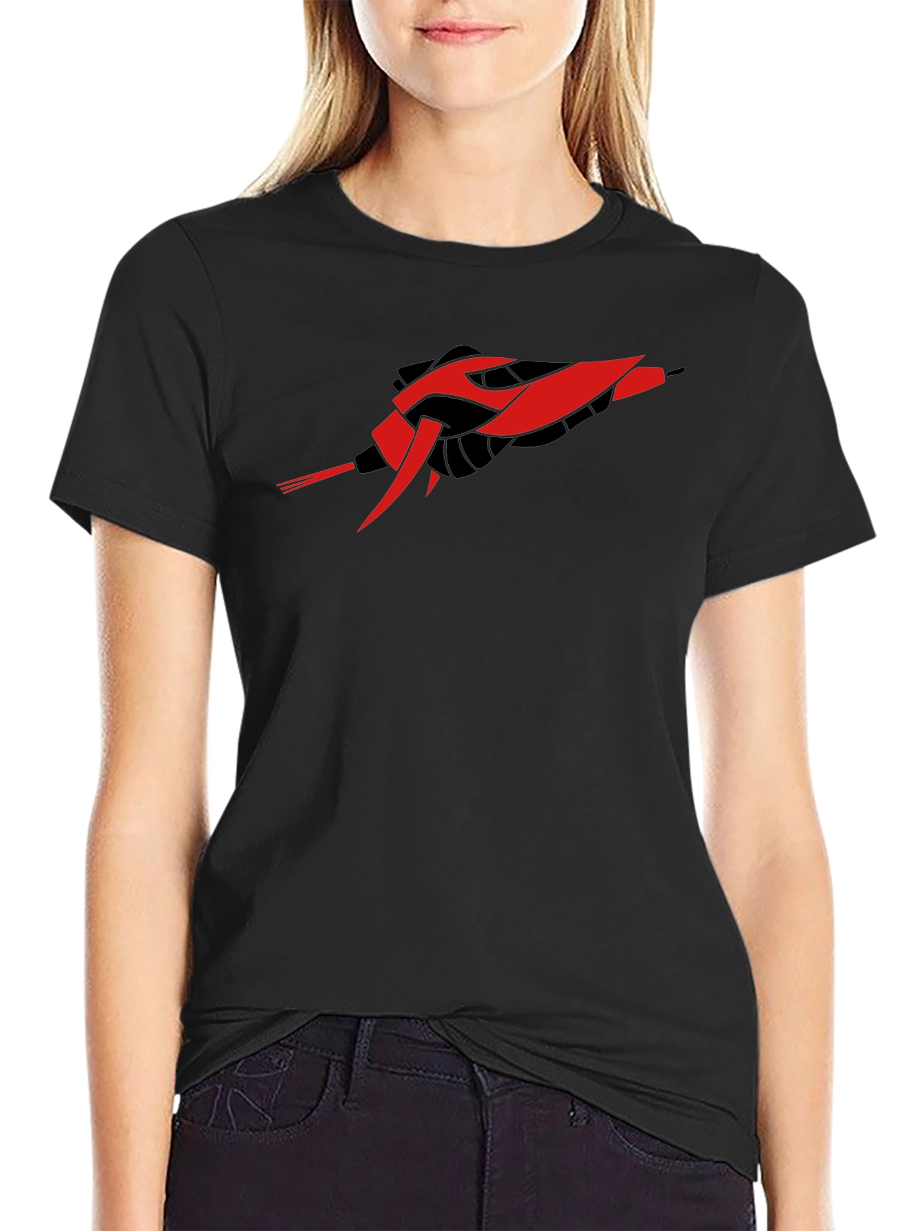 Sci-Fi Spaceship Graphic Black T-Shirt