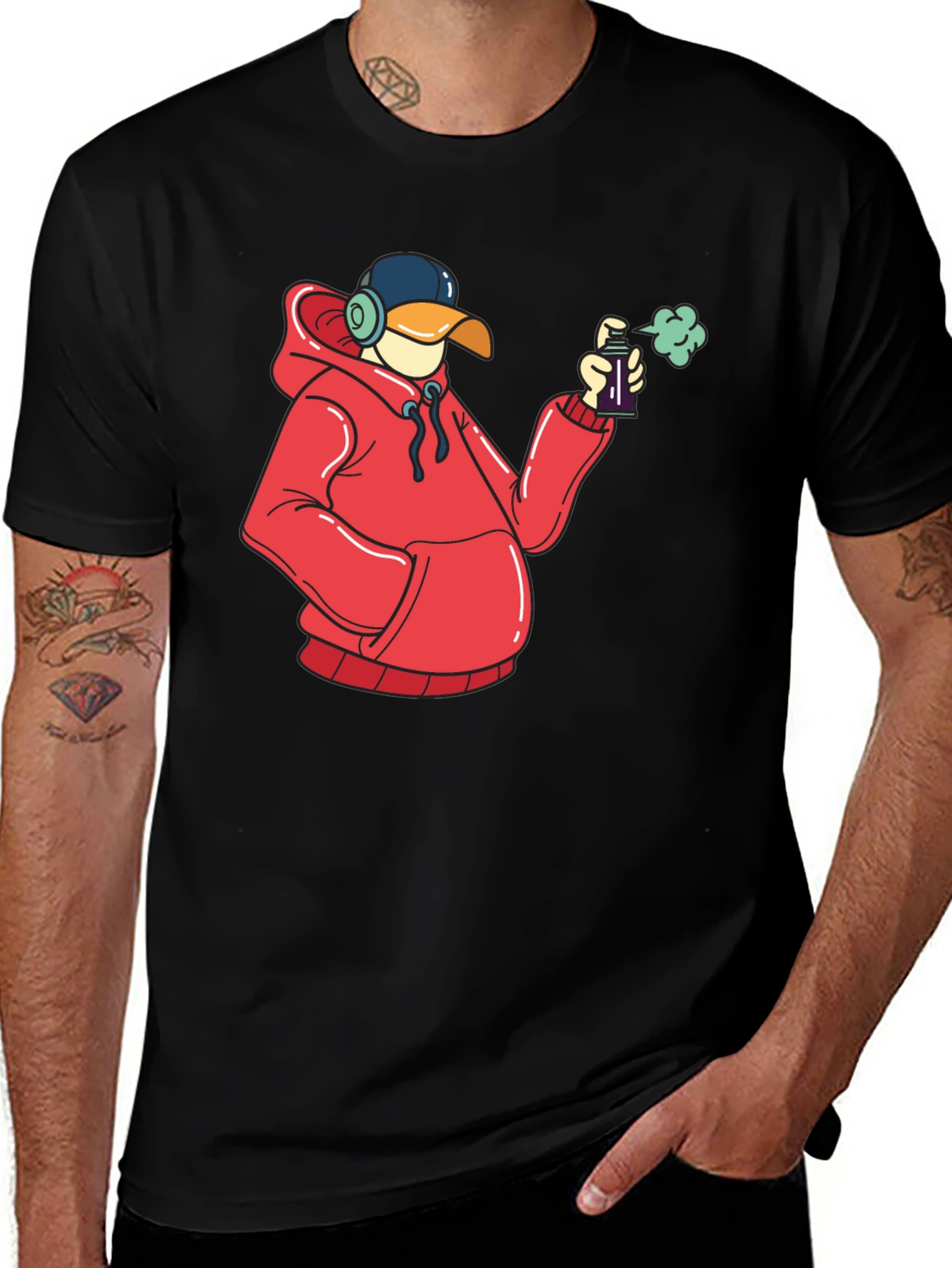 Duck Graffiti Artist Black T-Shirt