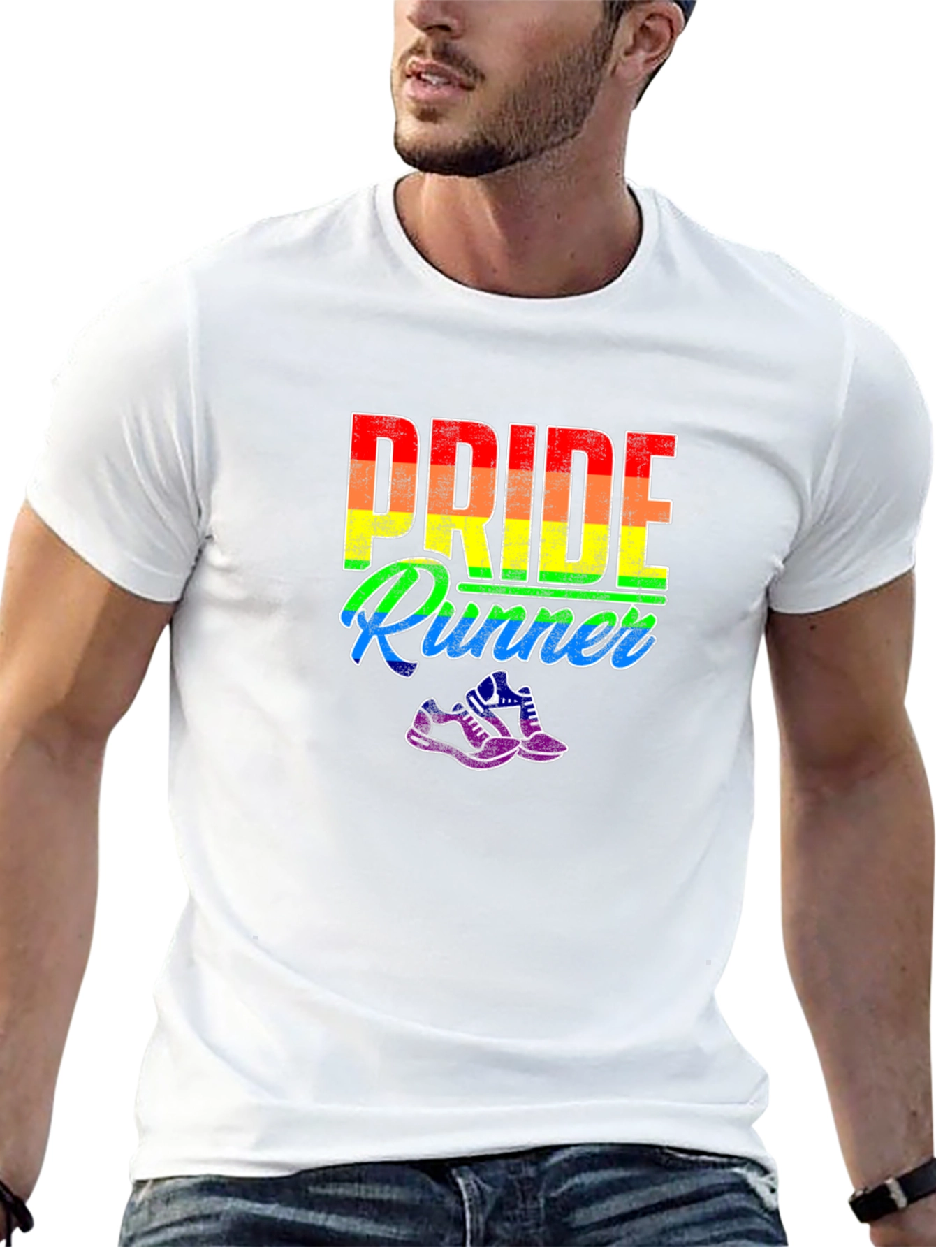 Pride Runner T-Shirt LGBTQ Rainbow Graphic Tee