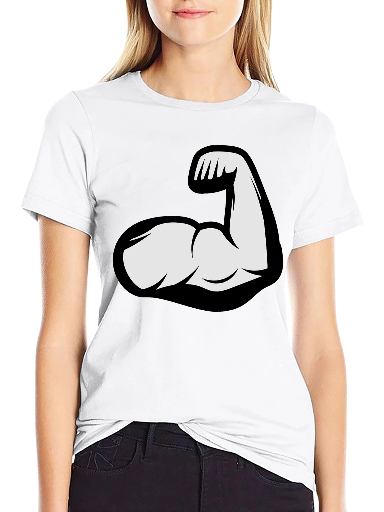 Flex Arm Graphic Tee - Black Cotton T-Shirt