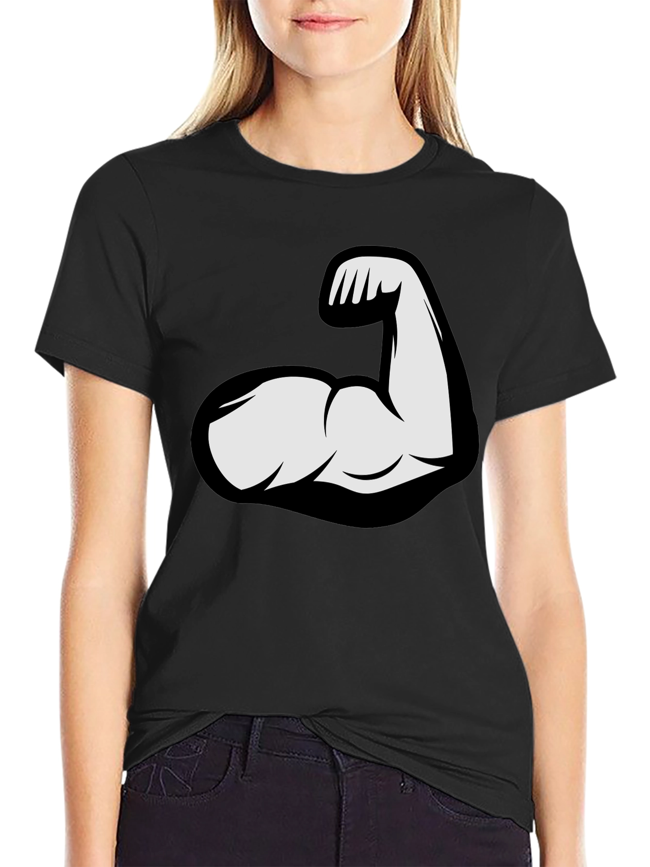 Flex Arm Graphic Tee - Black Cotton T-Shirt