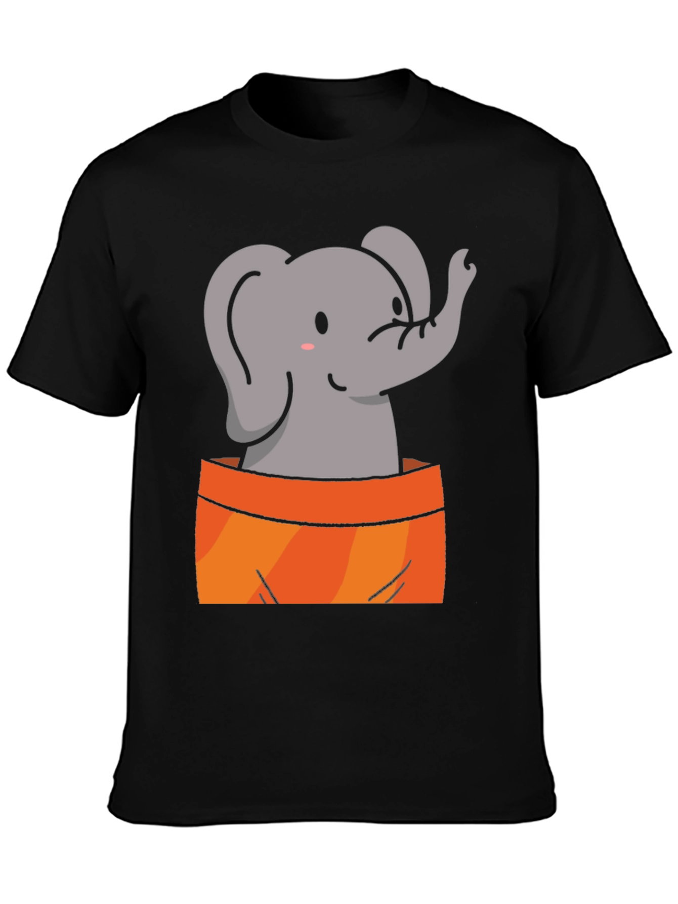 Cute Elephant Graphic Tee - Soft Black Cotton Shirt