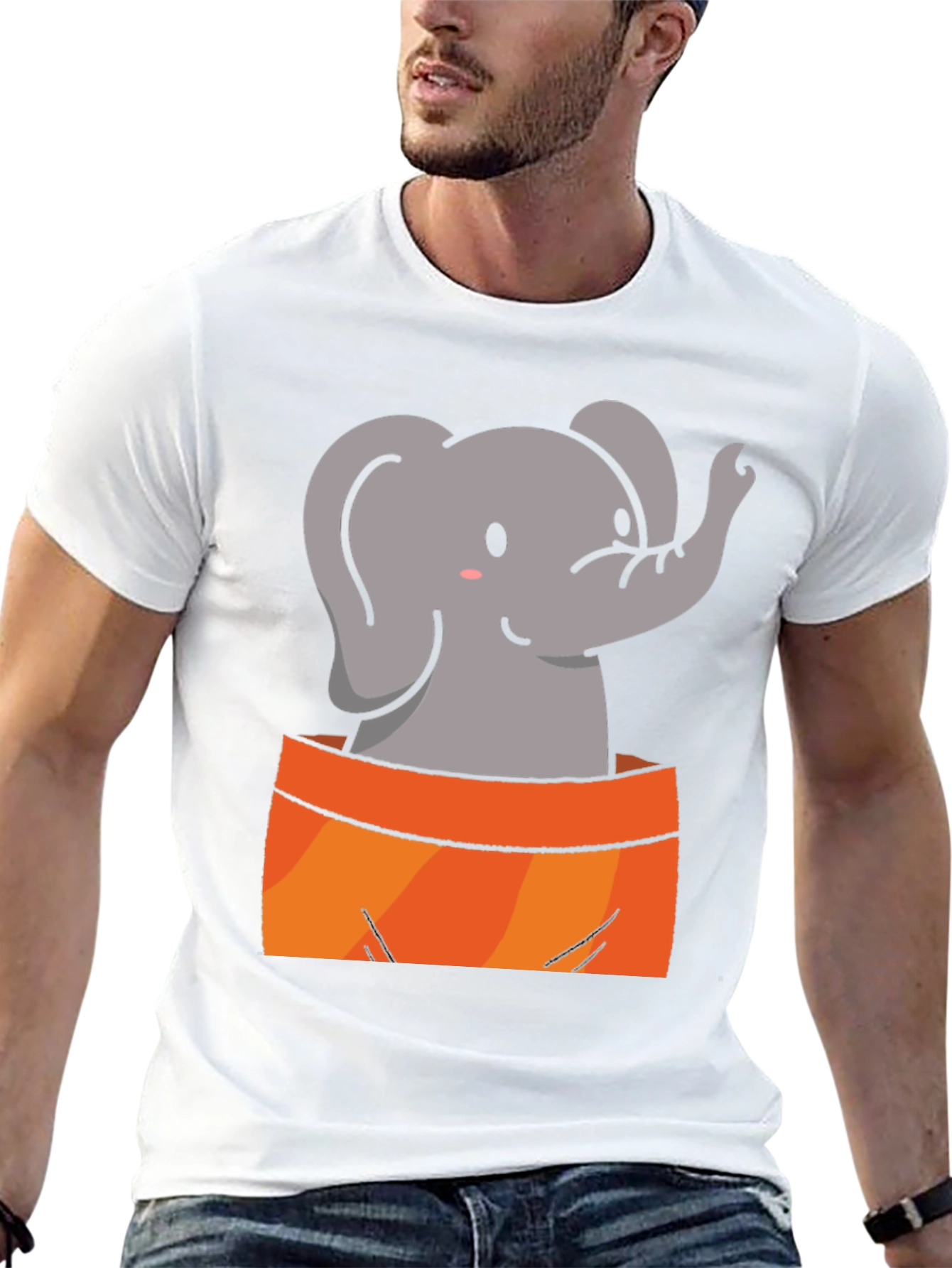 Cute Elephant Graphic Tee - Soft Black Cotton Shirt