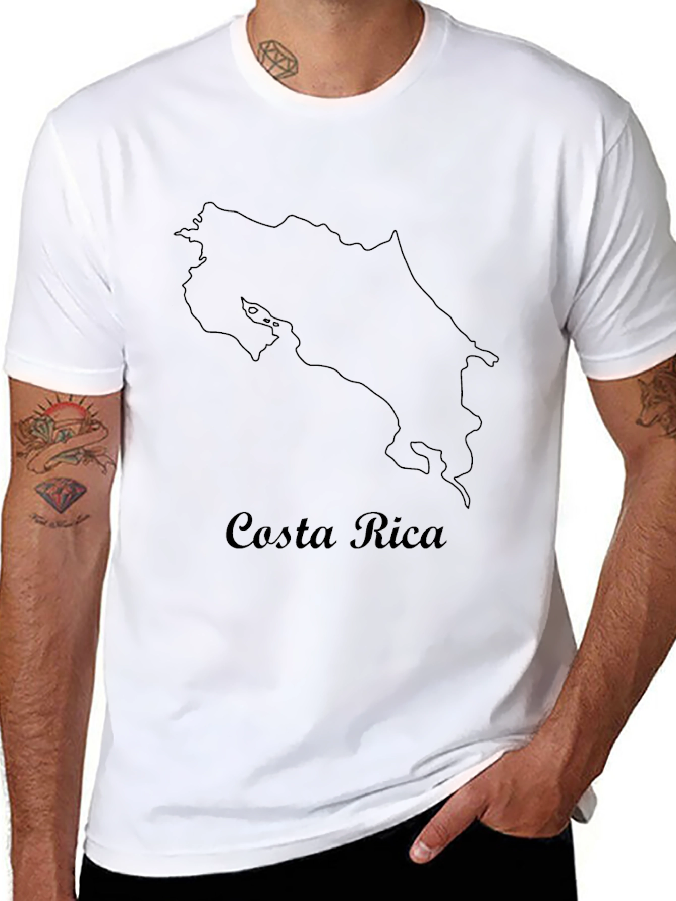 Costa Rica Outline Black T-Shirt - Graphic Tee