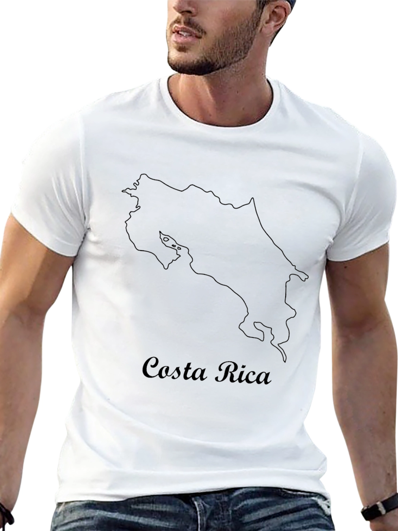 Costa Rica Outline Black T-Shirt - Graphic Tee