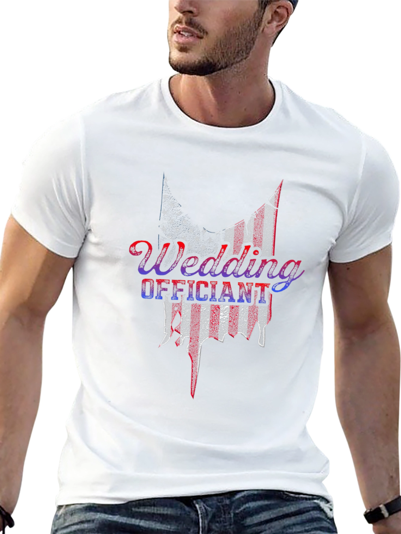 Wedding Officiant Patriotic American Flag T-Shirt