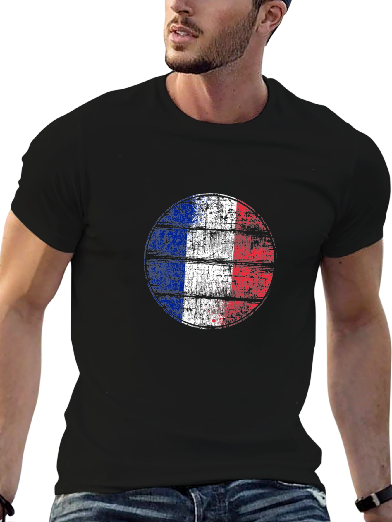 French Flag T-Shirt - Distressed Graphic Tee