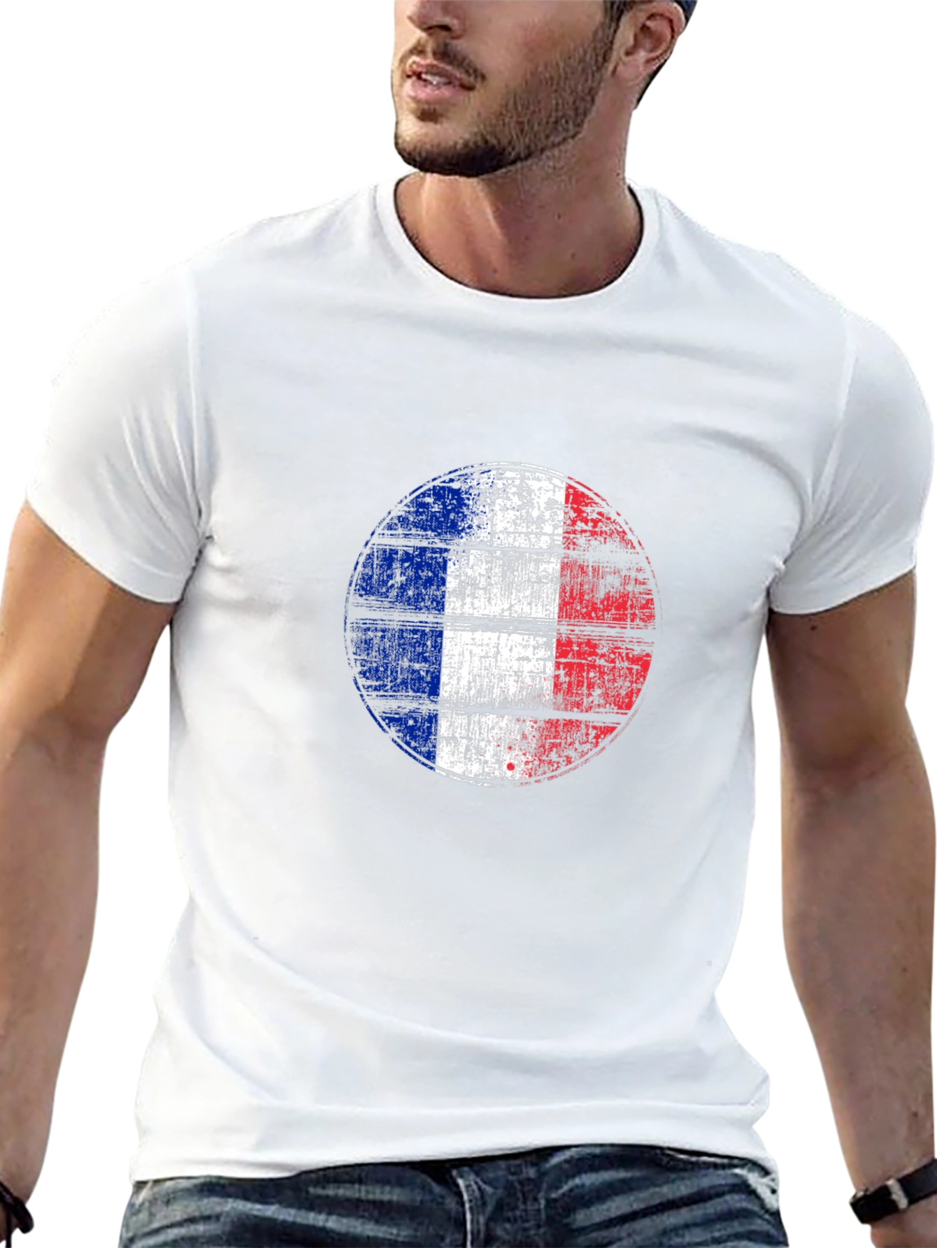 French Flag T-Shirt - Distressed Graphic Tee
