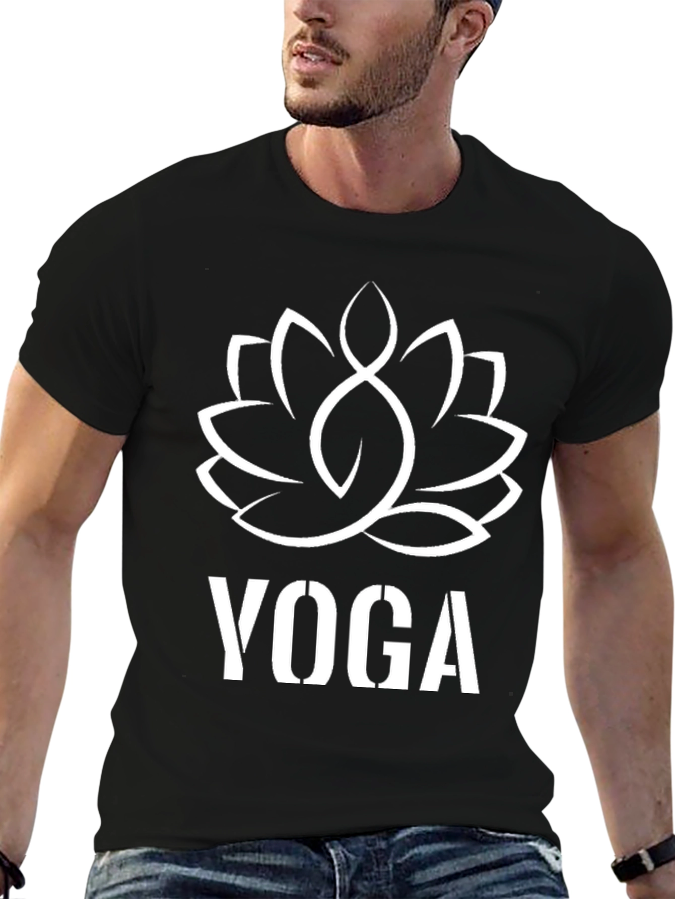 Yoga Lotus Flower Graphic Tee - Unisex Black T-Shirt