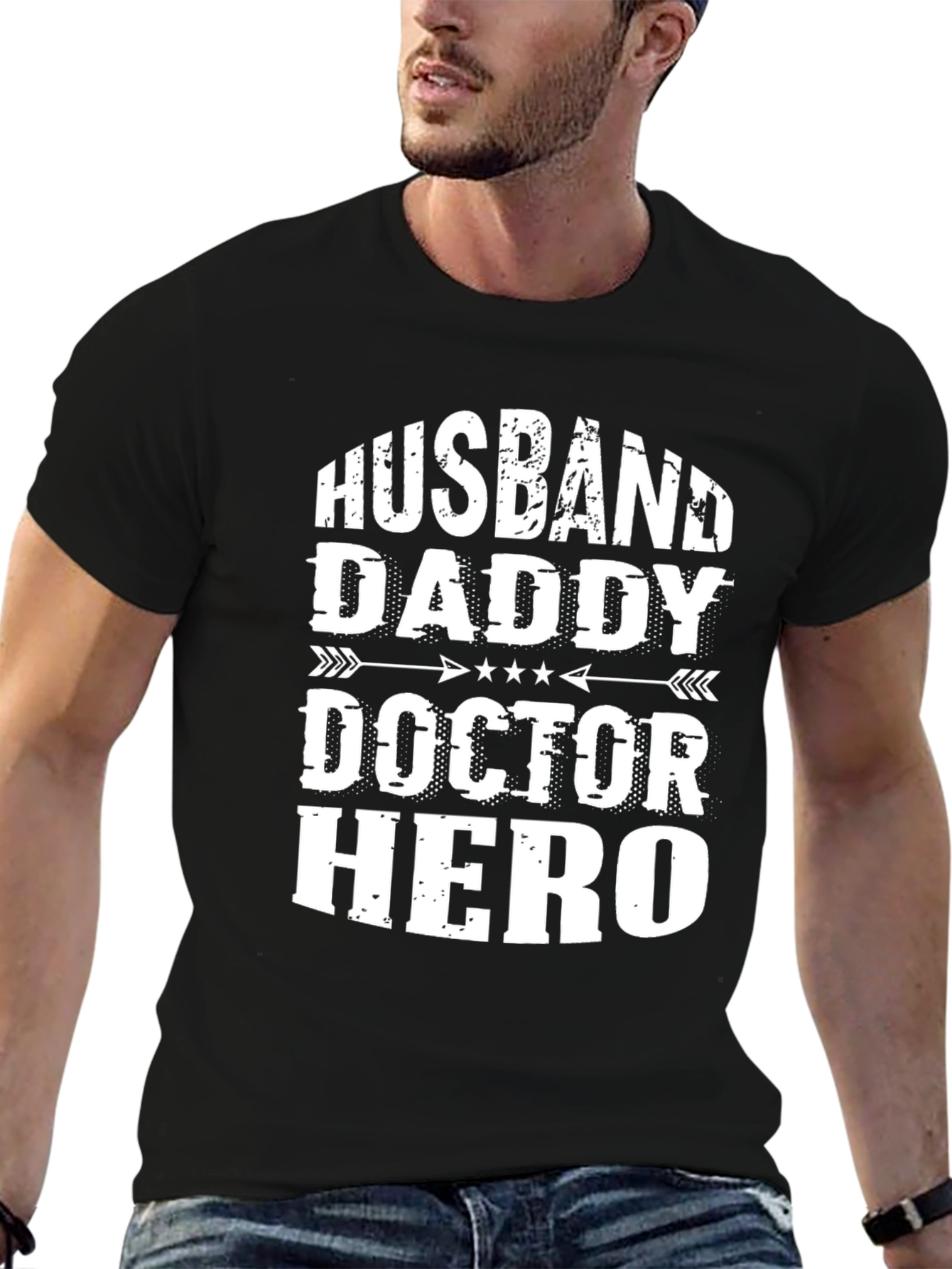 Husband Daddy Doctor Hero Black T-Shirt